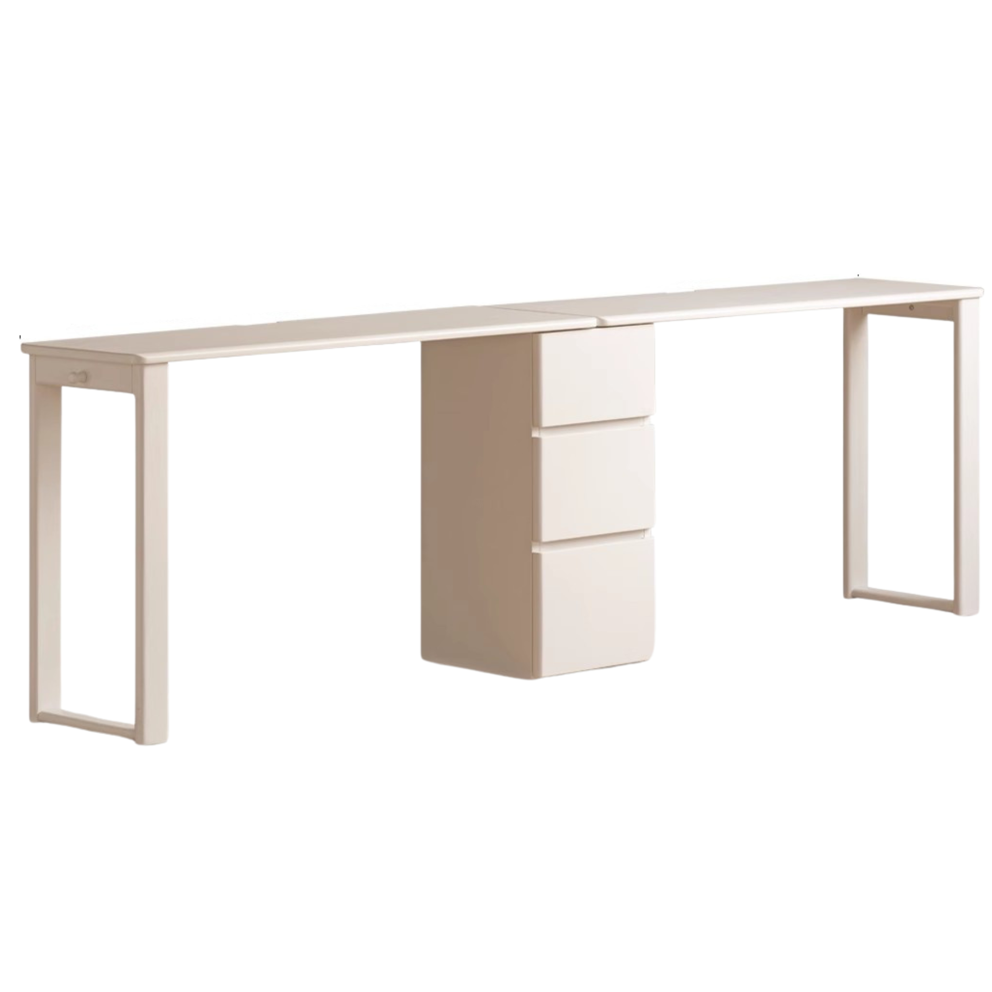 Solid RubberWood Cream Style Single-Leg Desk