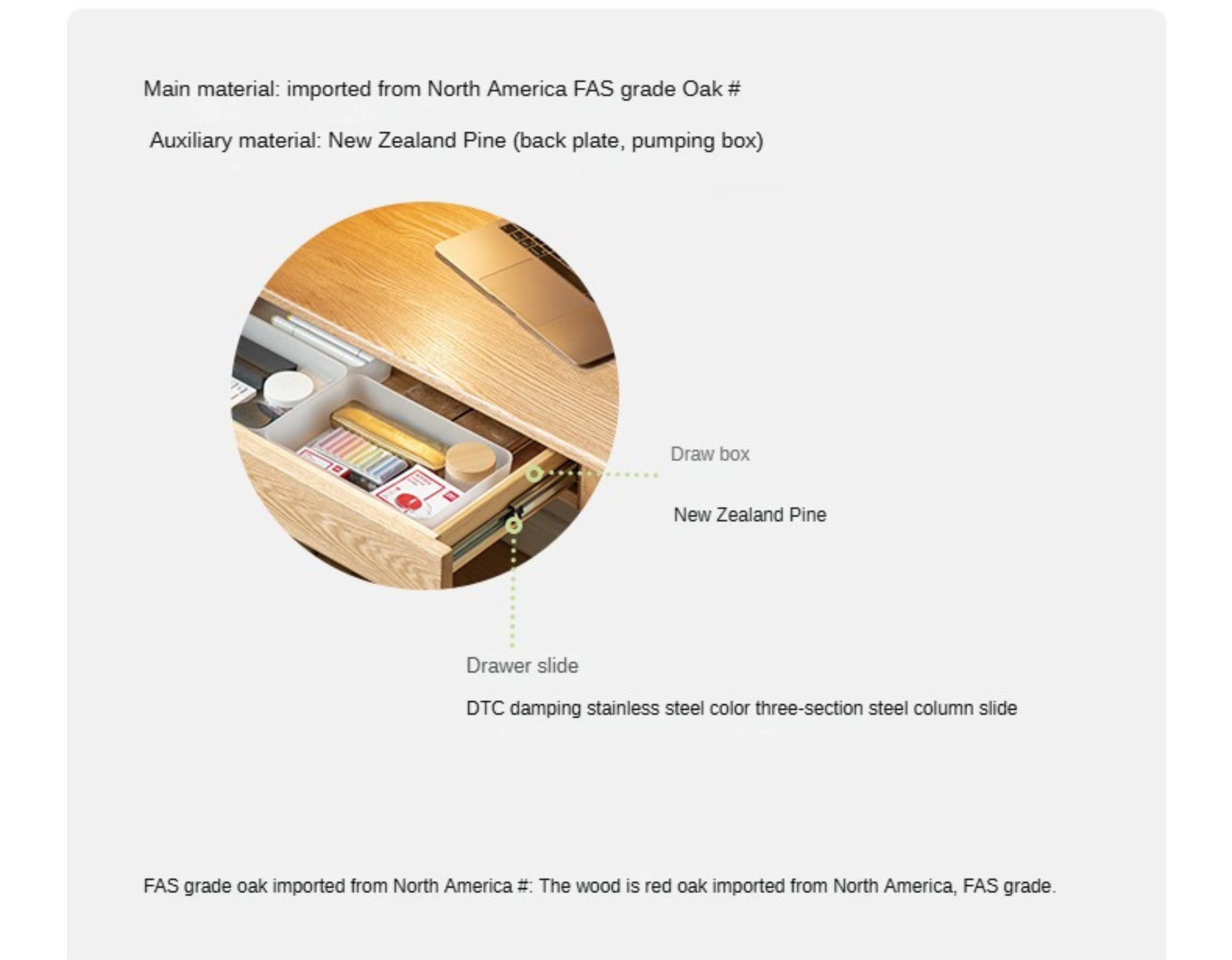 Oak, Ash Solid Wood Modern Desk Bookshelf Integrated