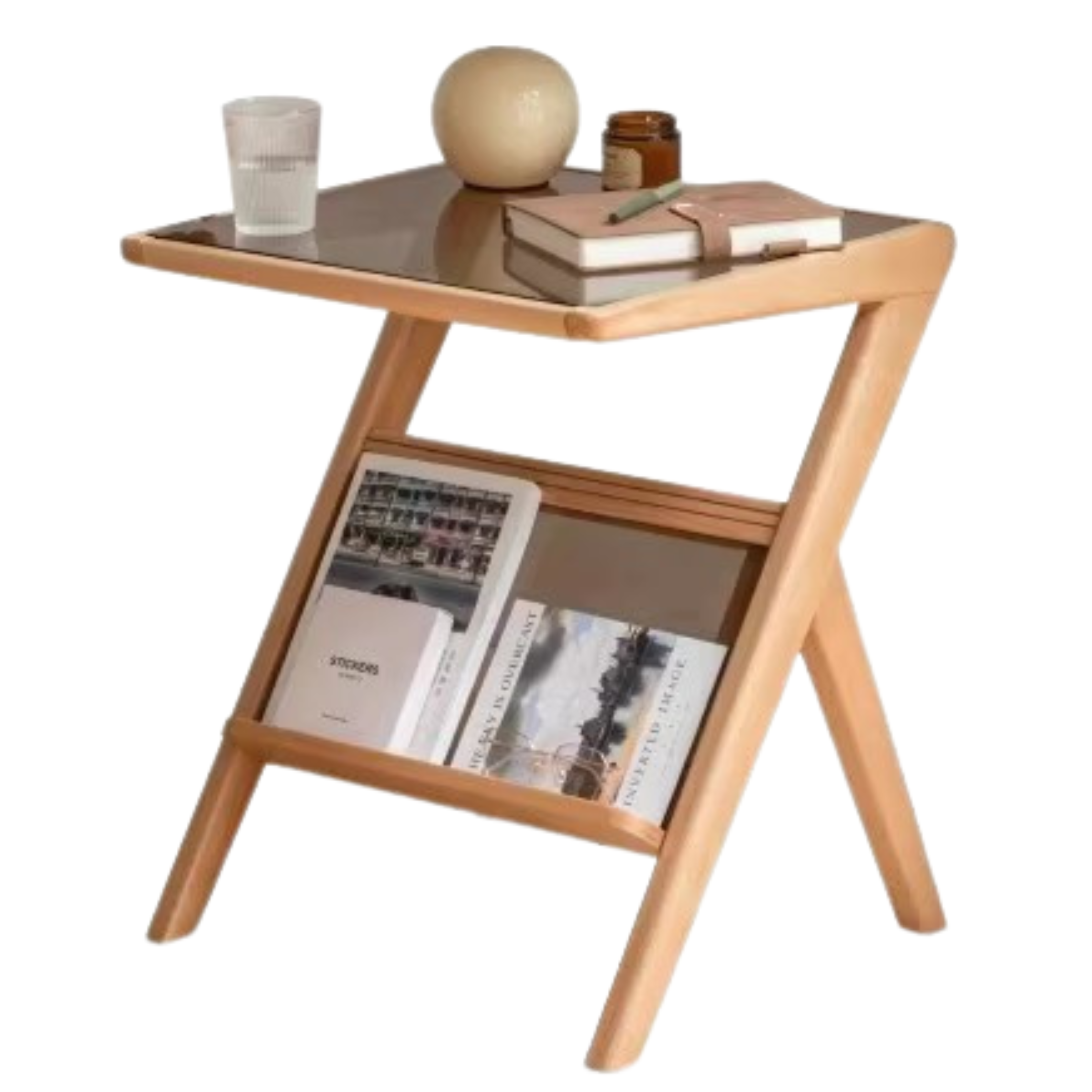 Beech Solid wood side glass creative corner)