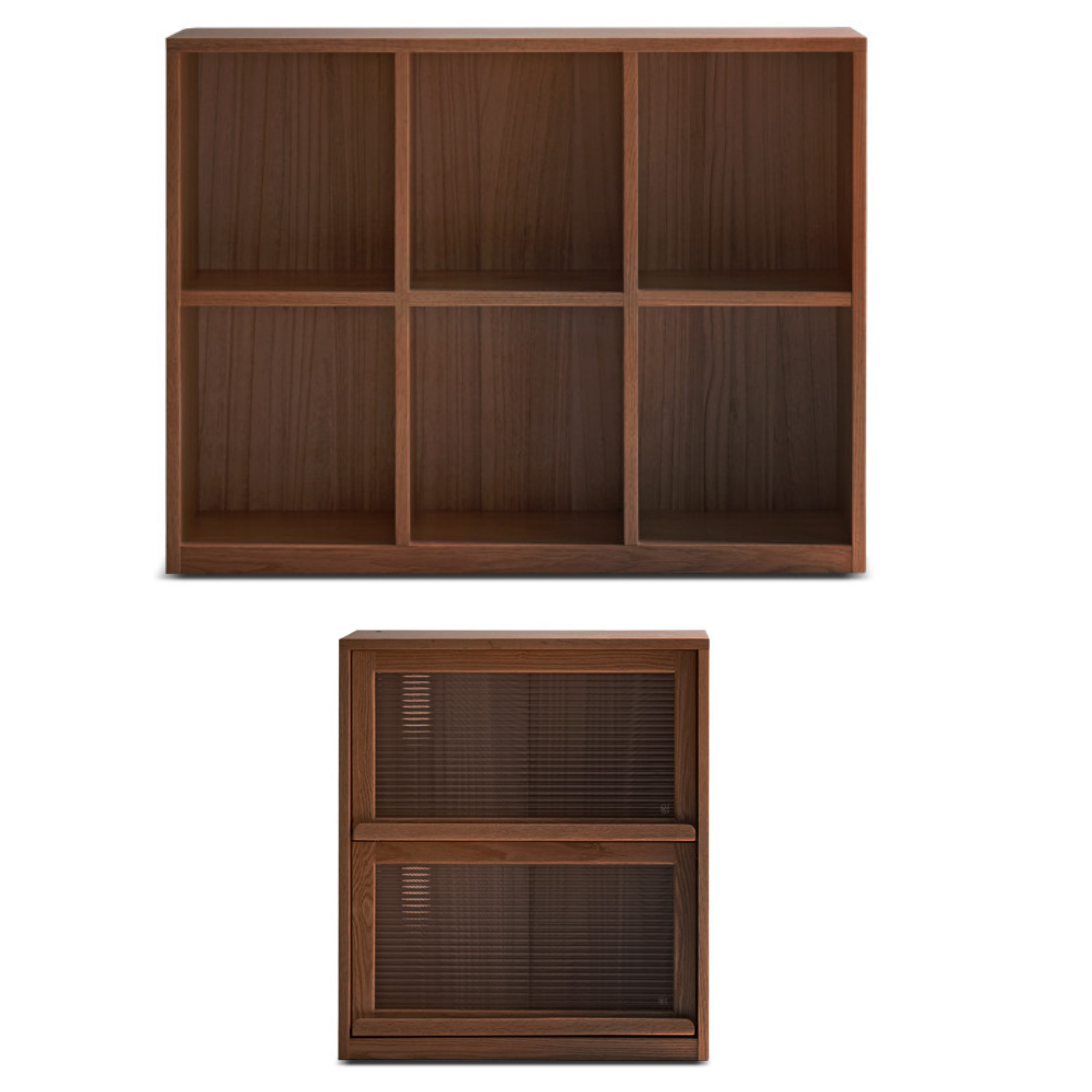 Black Walnut, Rubberwood Solid Wood Low Bookshelf Combination Floor-Standing Cabinet