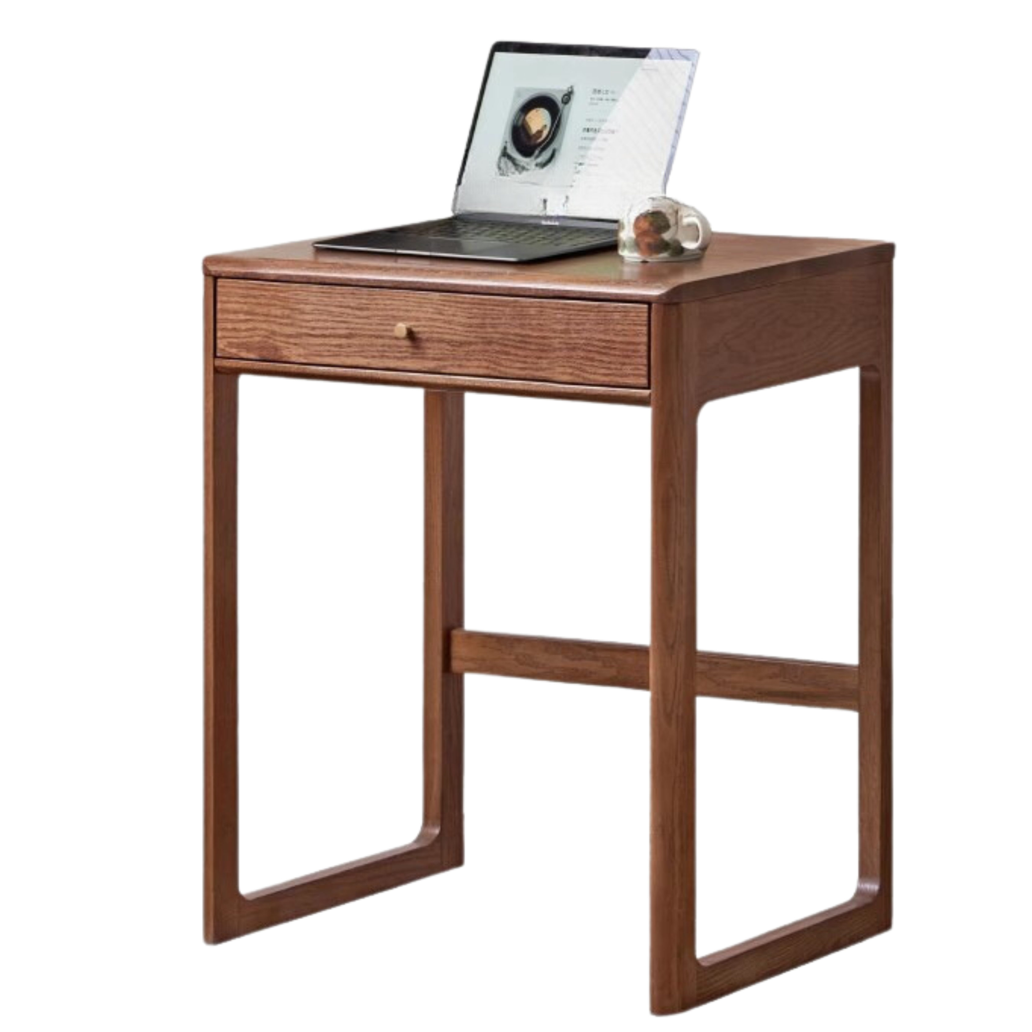 Oak Solid Wood Small Office Desk Walnut Color