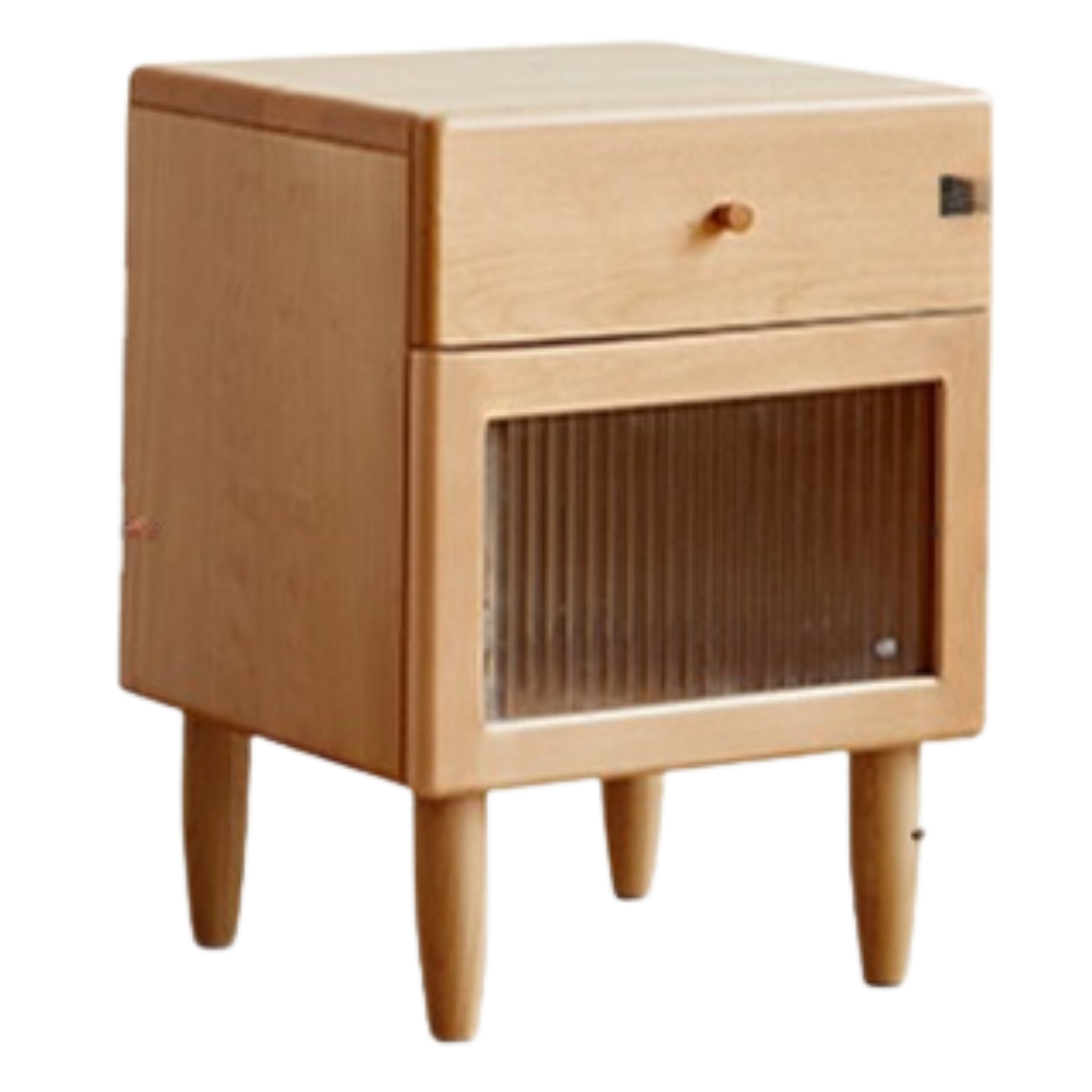 Beech Solid Wood Nightstand With Light