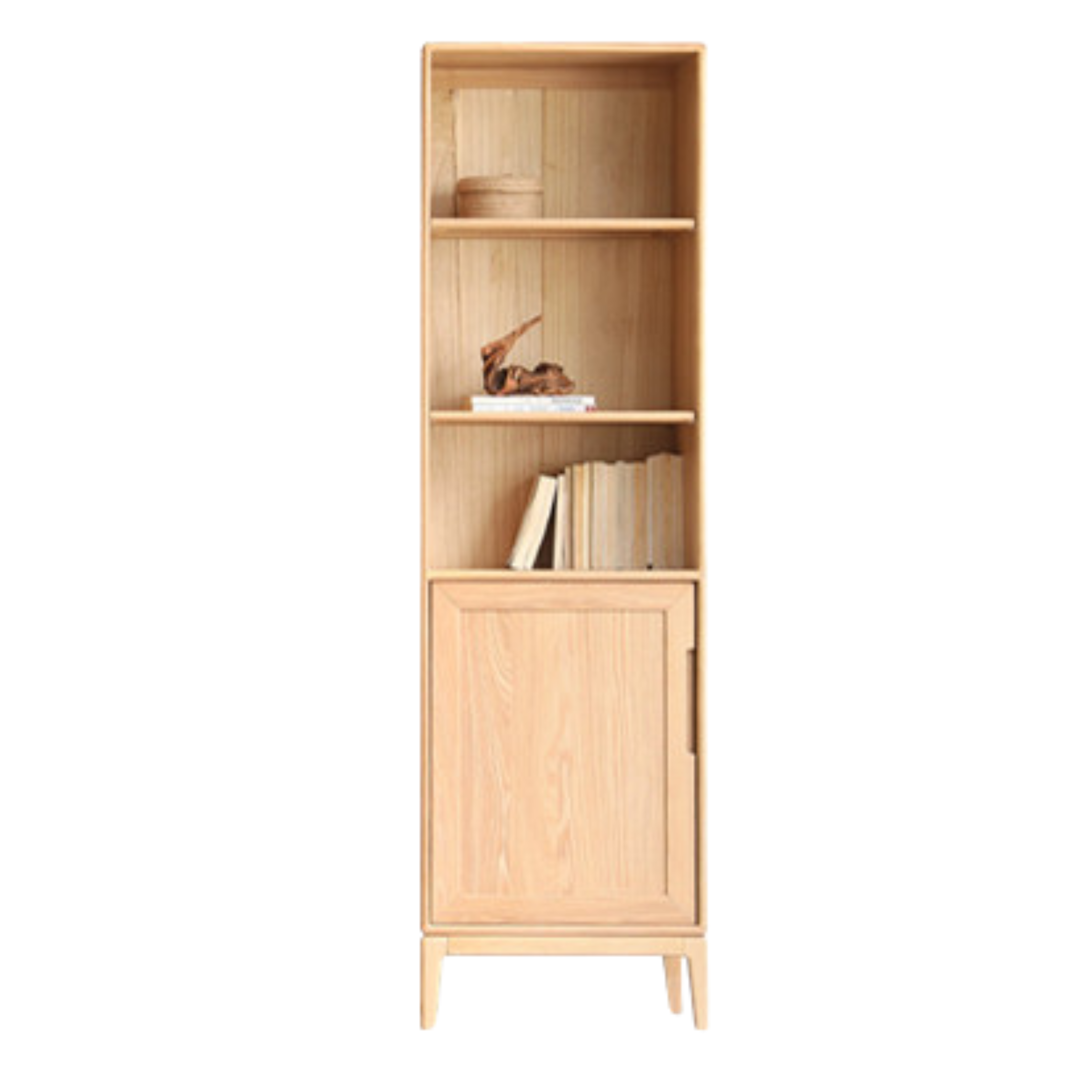 Ash Solid Wood Floor-Standing Bookcase Whole Wall Free Combination Bookshelf