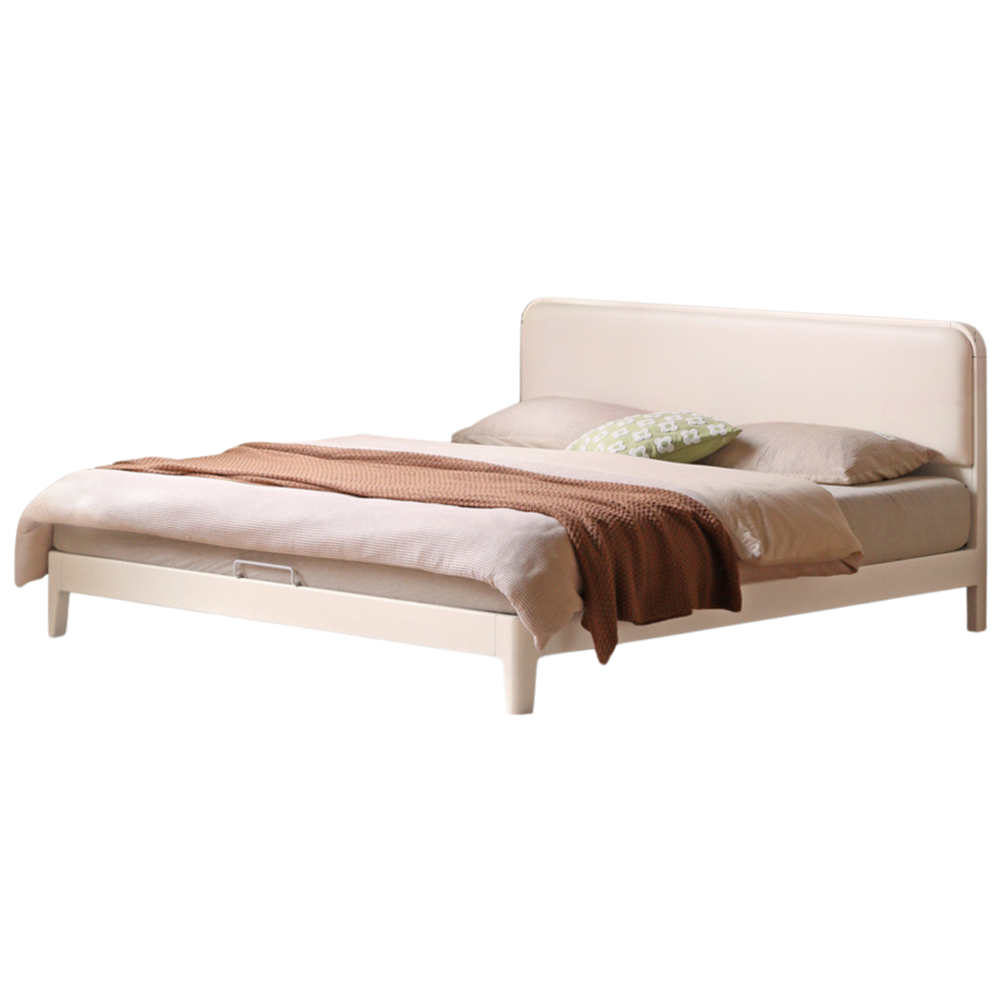 Rubber Wood Solid Wood Soft Bed Cream Style