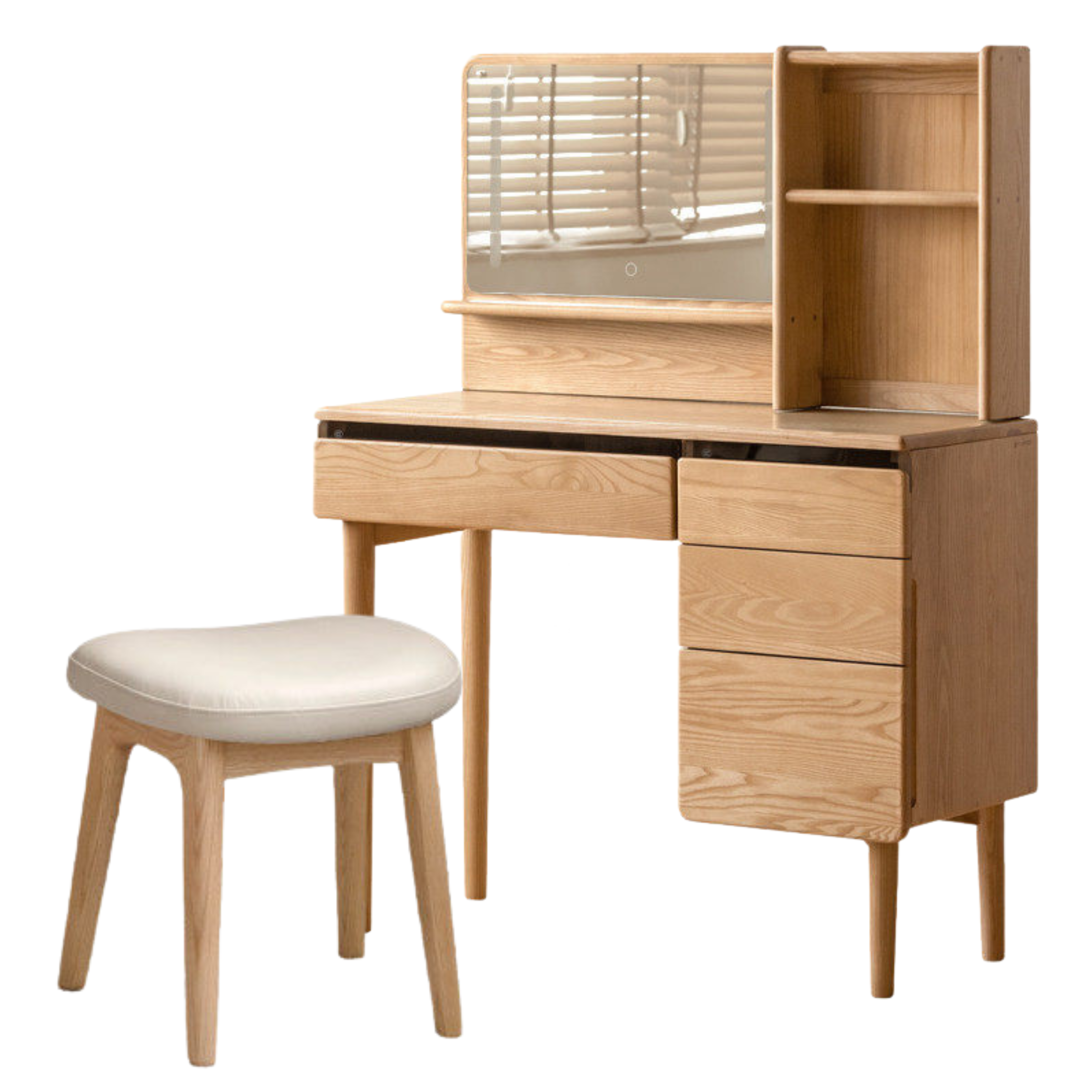Ash, Oak Solid Wood Multifunctional Modern Vanity Table.