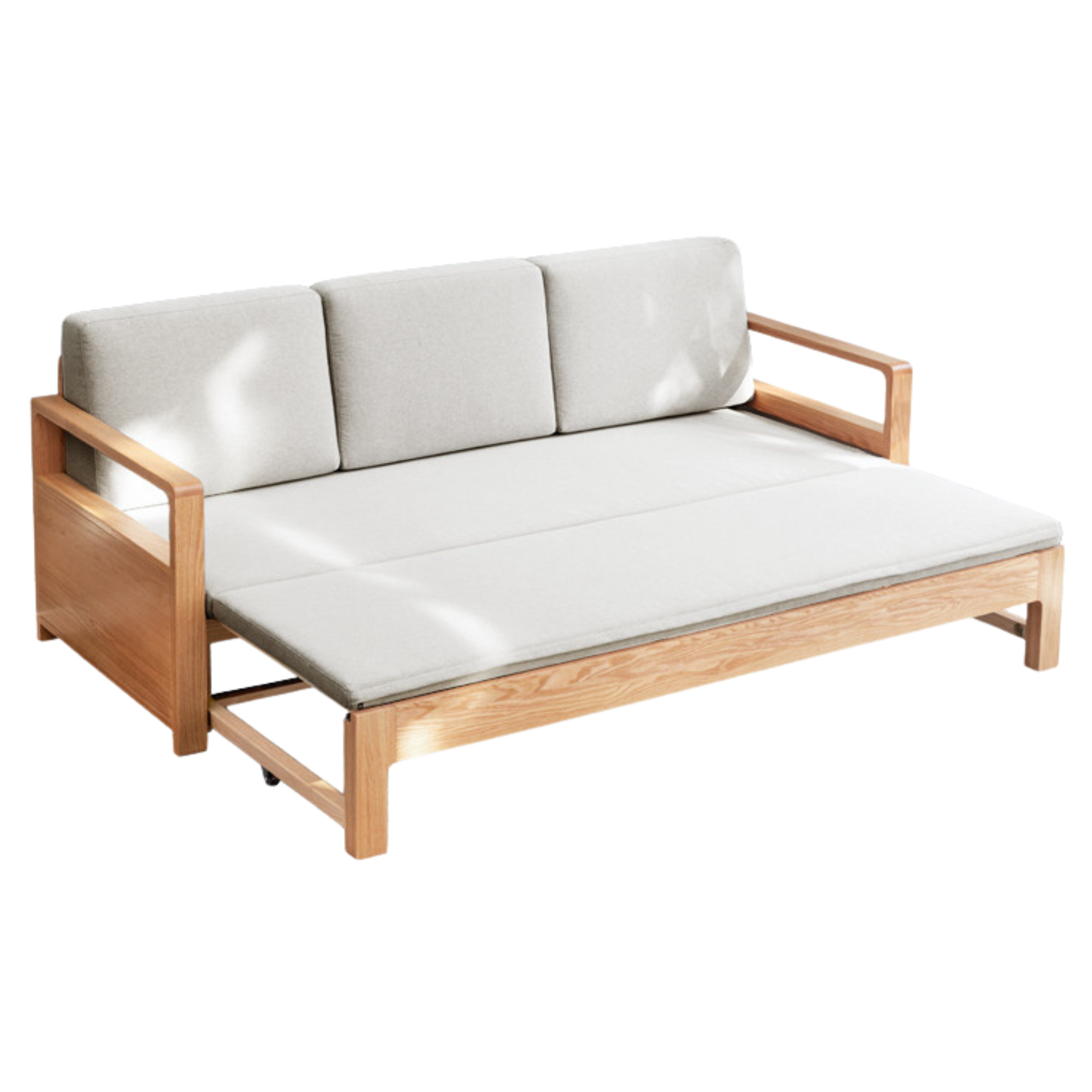 Oak, Ash Solid Woof Folding Storage Sofa Bed.