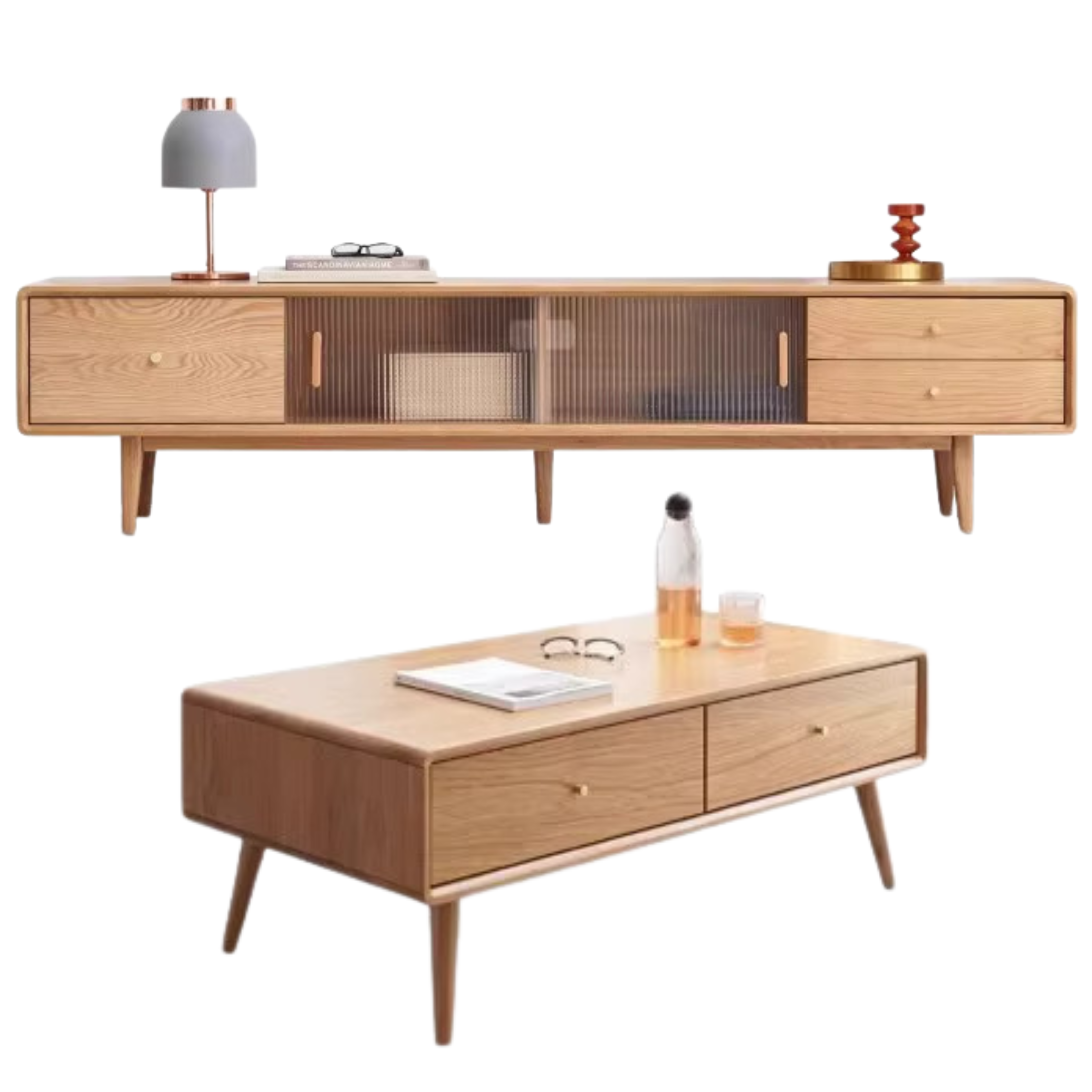 Oak, Beech Solid Wood, Solid RubberWood TV Stand