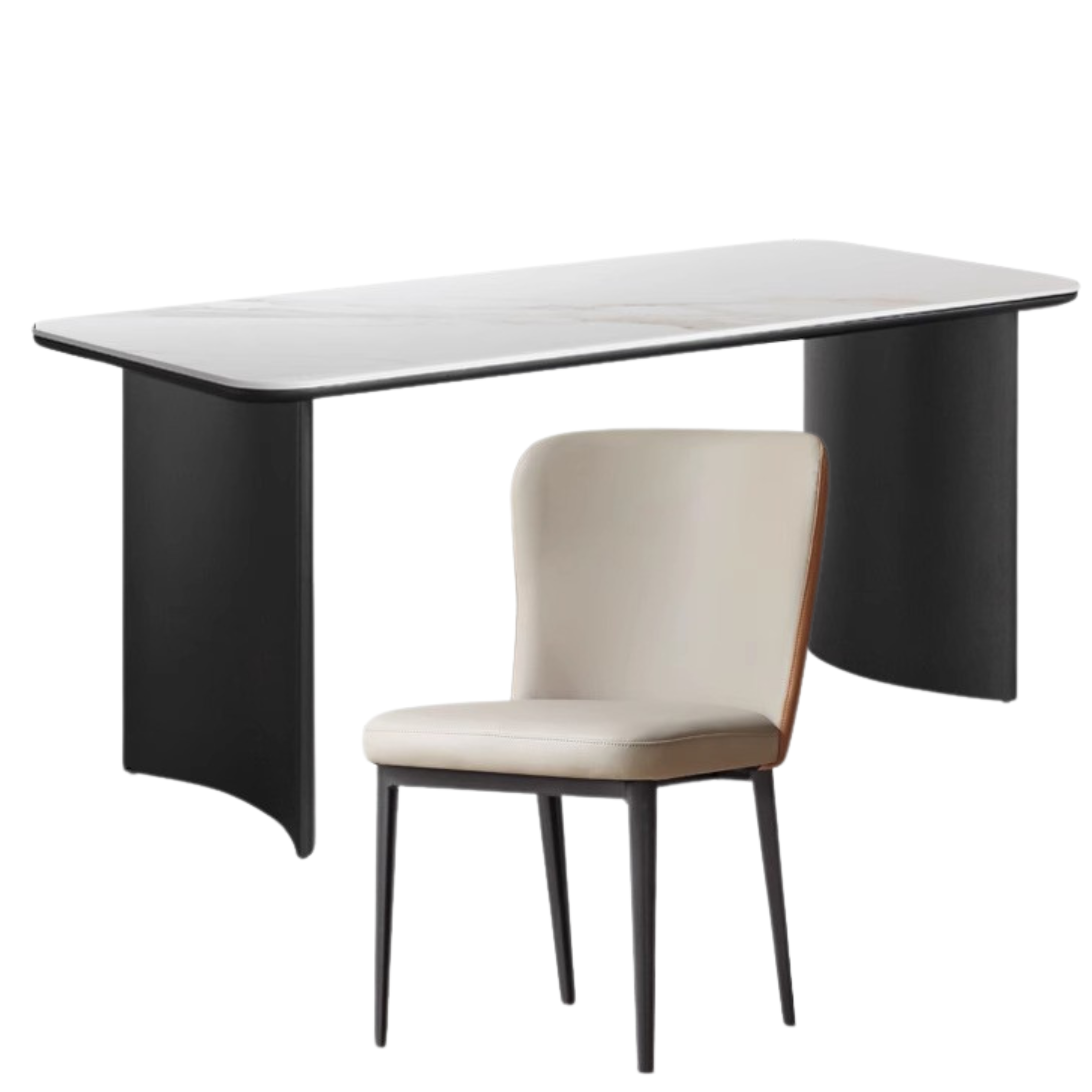 Wrought Iron Rock Slab Dining Table With Metal Leg