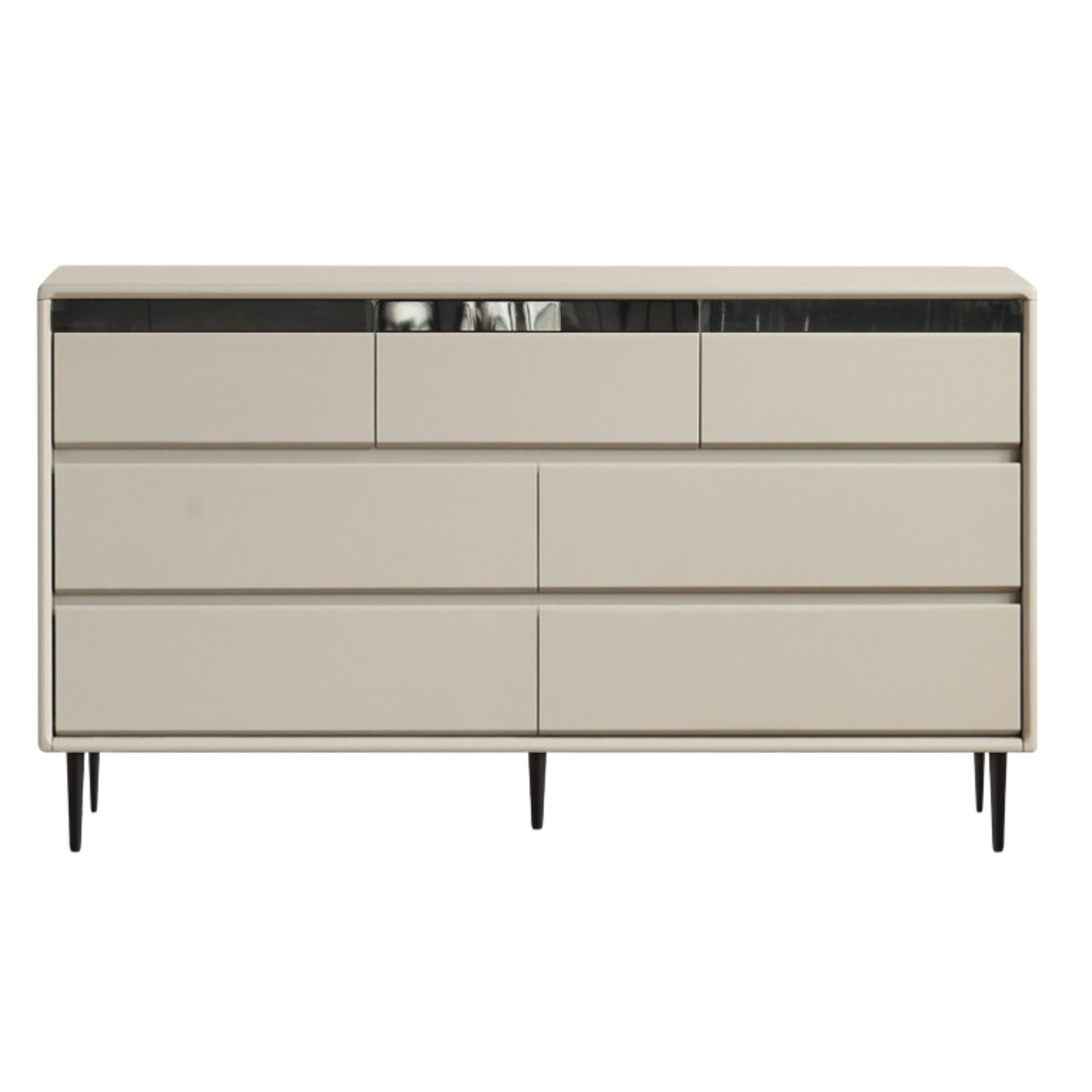 Tulip, Rubber Solid Wood Light Luxury Gray Chest of Drawers.