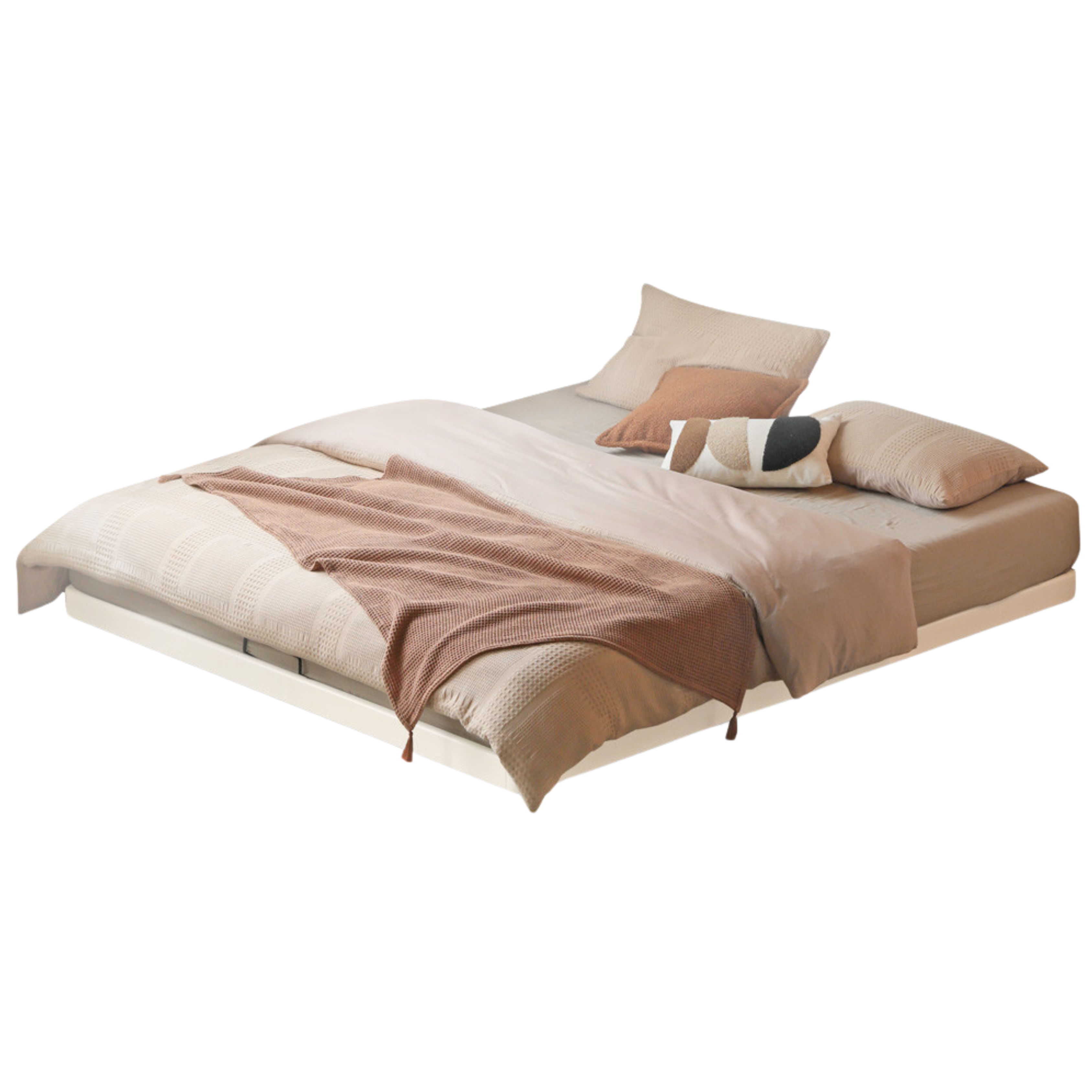 Poplar solid wood platform bed, headboard-free bed