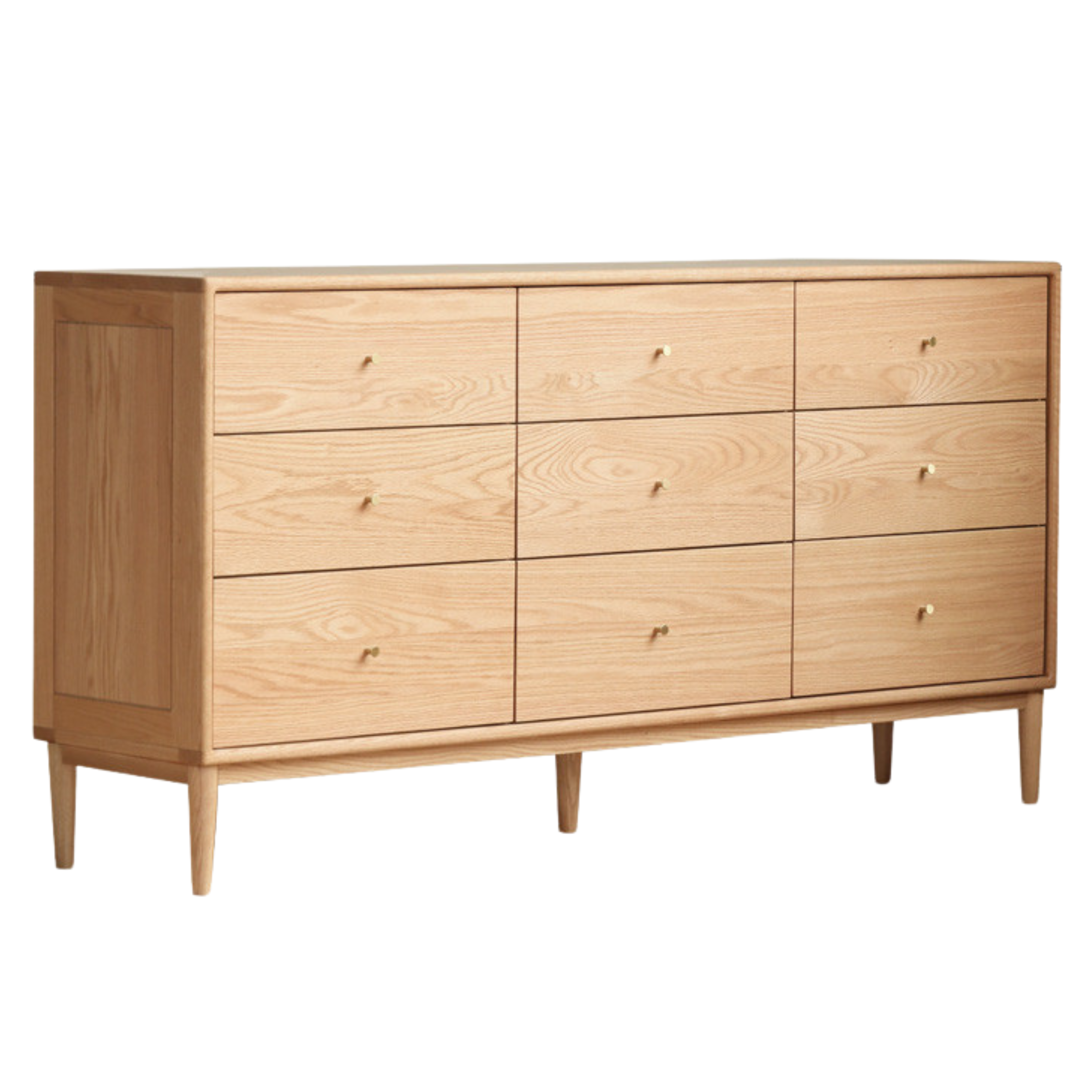 Oak Solid Wood, Solid RubberWood Nordic Chest of Drawers