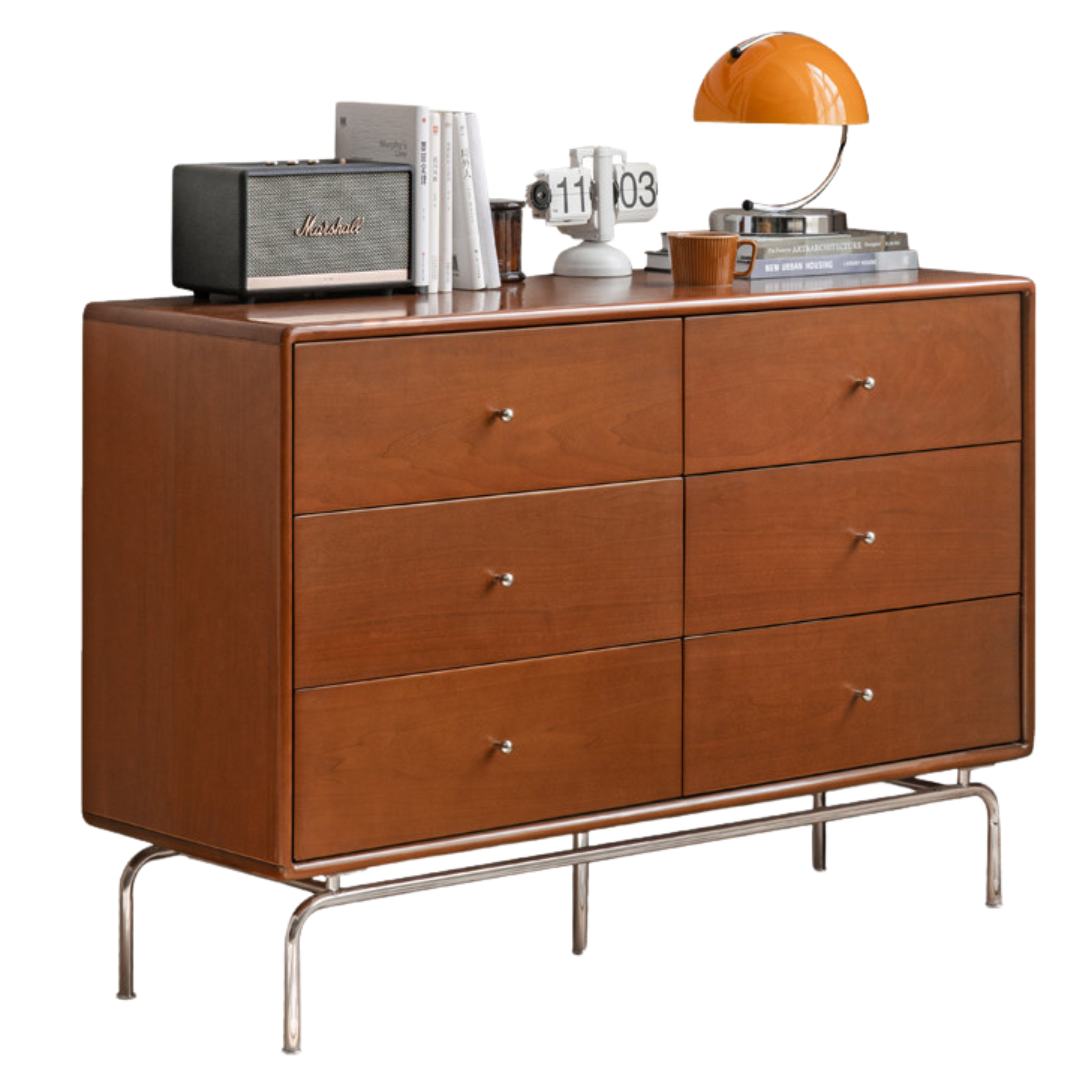 Poplar Solid Wood Retro Chest of Drawers
