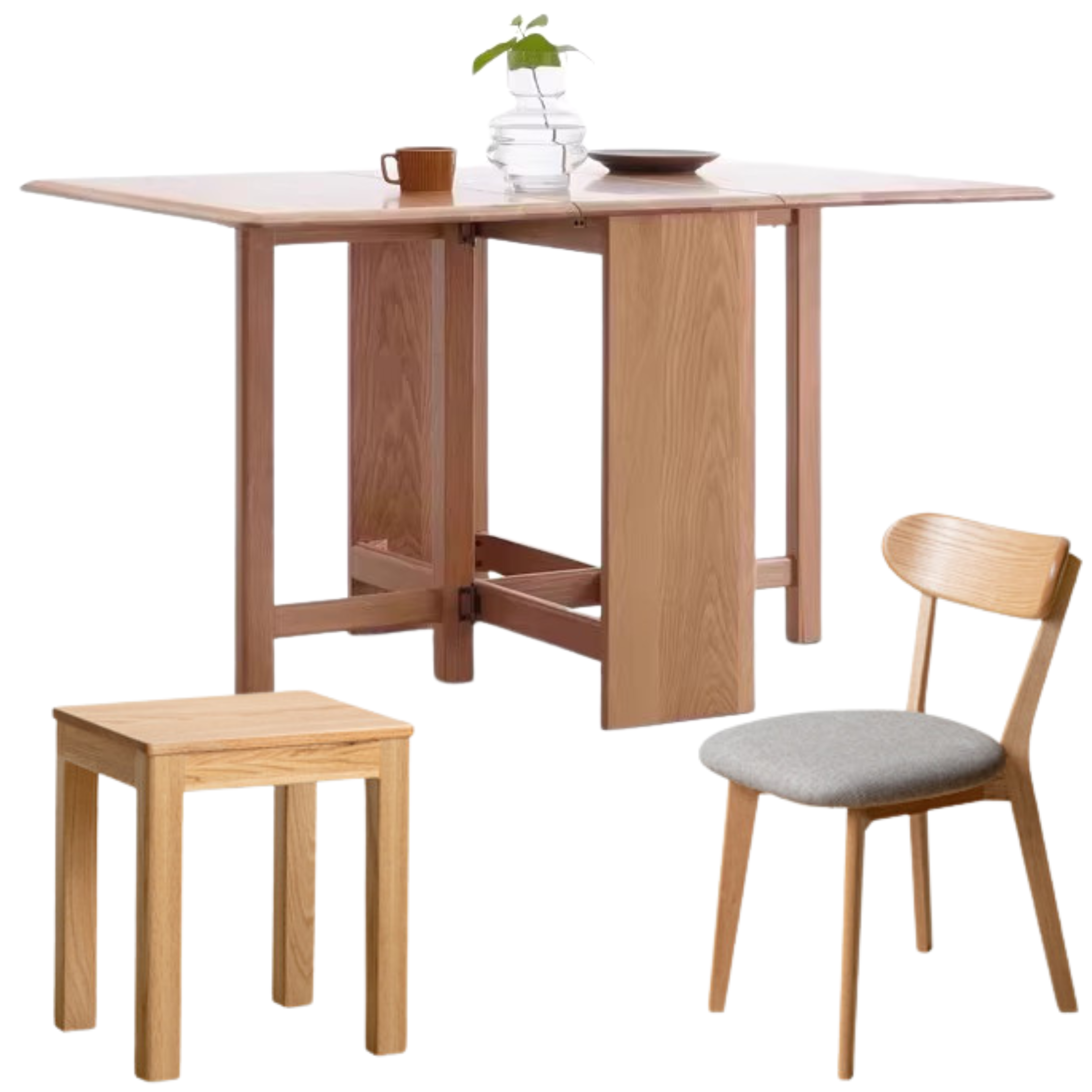 Oak Solid Wood Retractable Dining Table