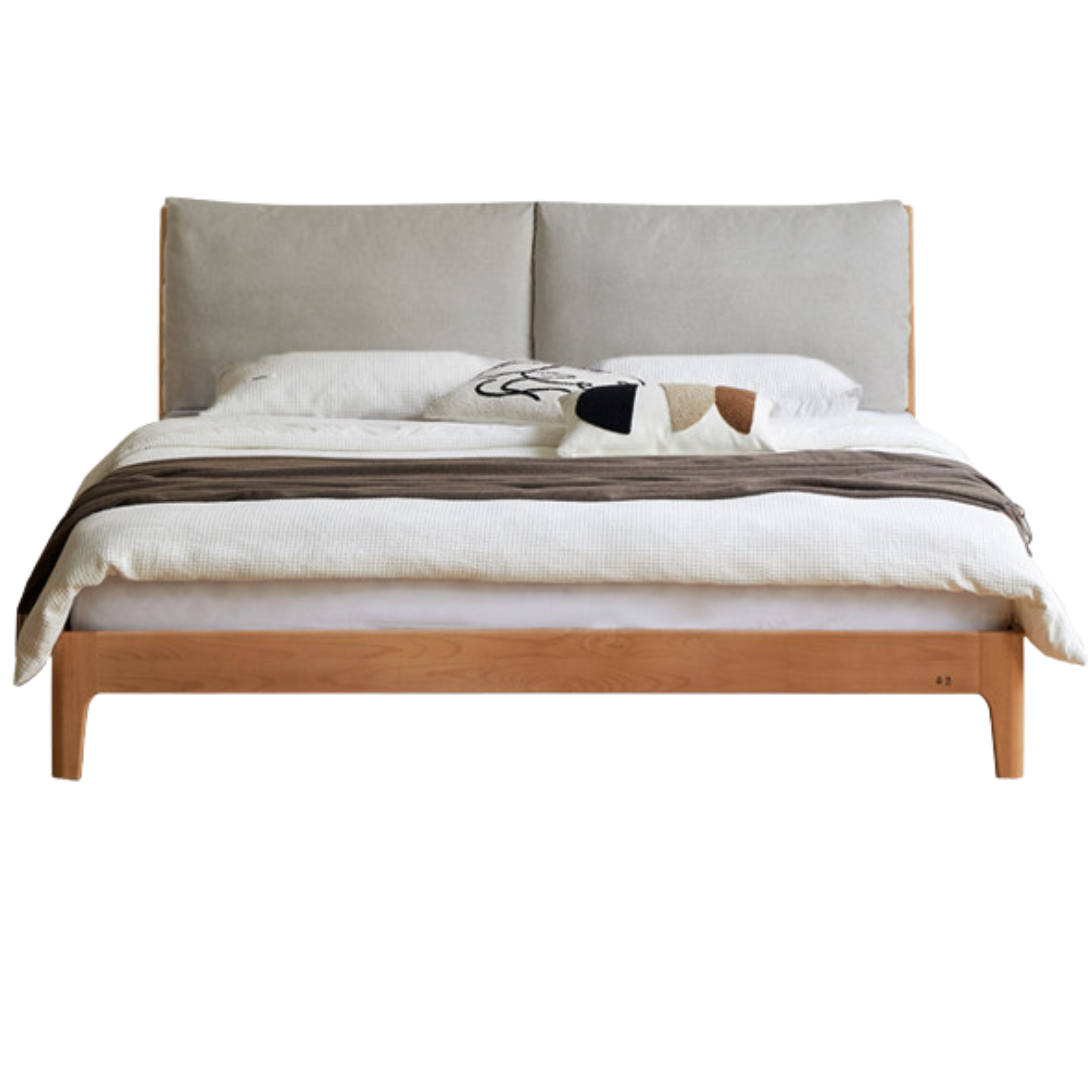European Beech solid wood soft back fabric bed