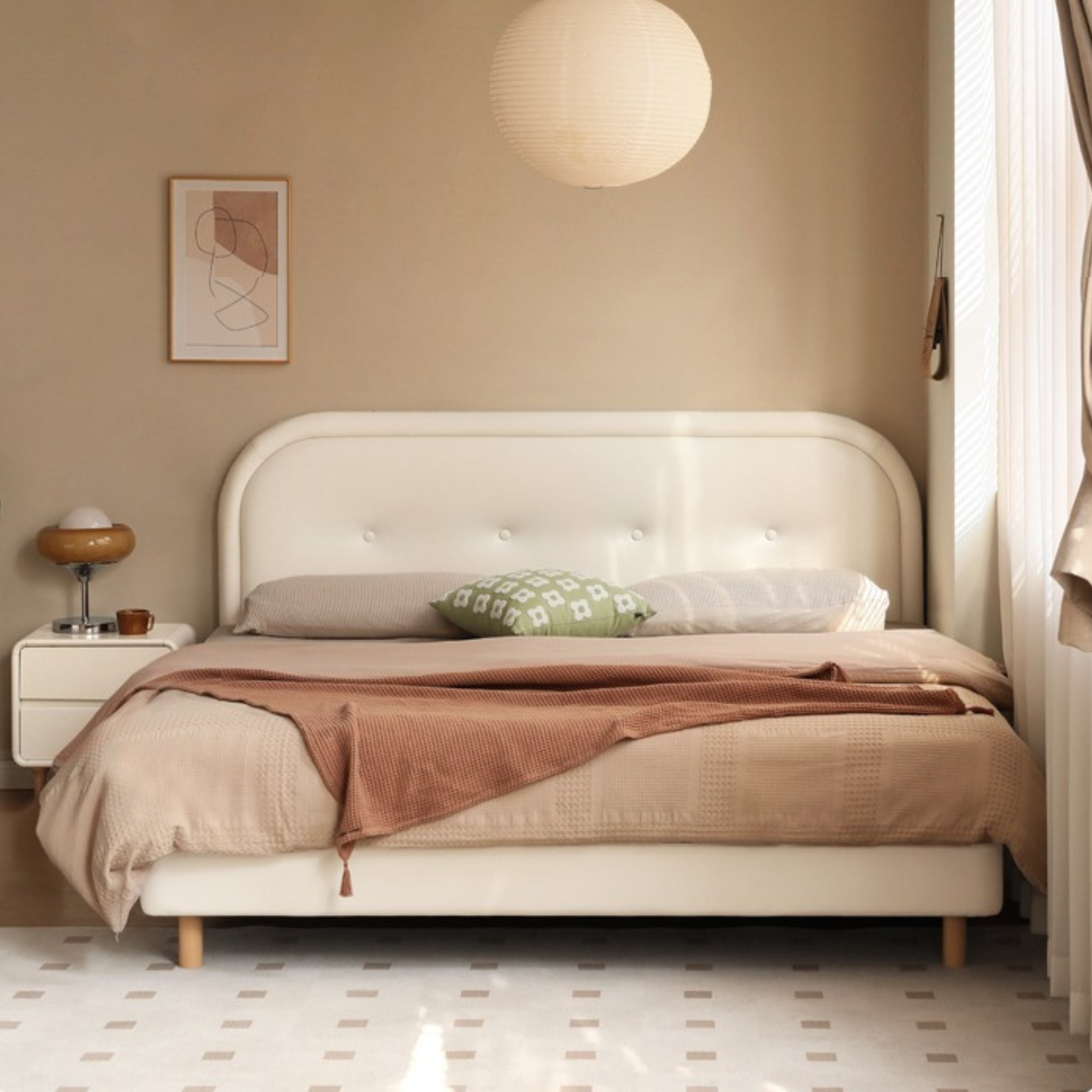 Organic Leather Fabric Soft Bed