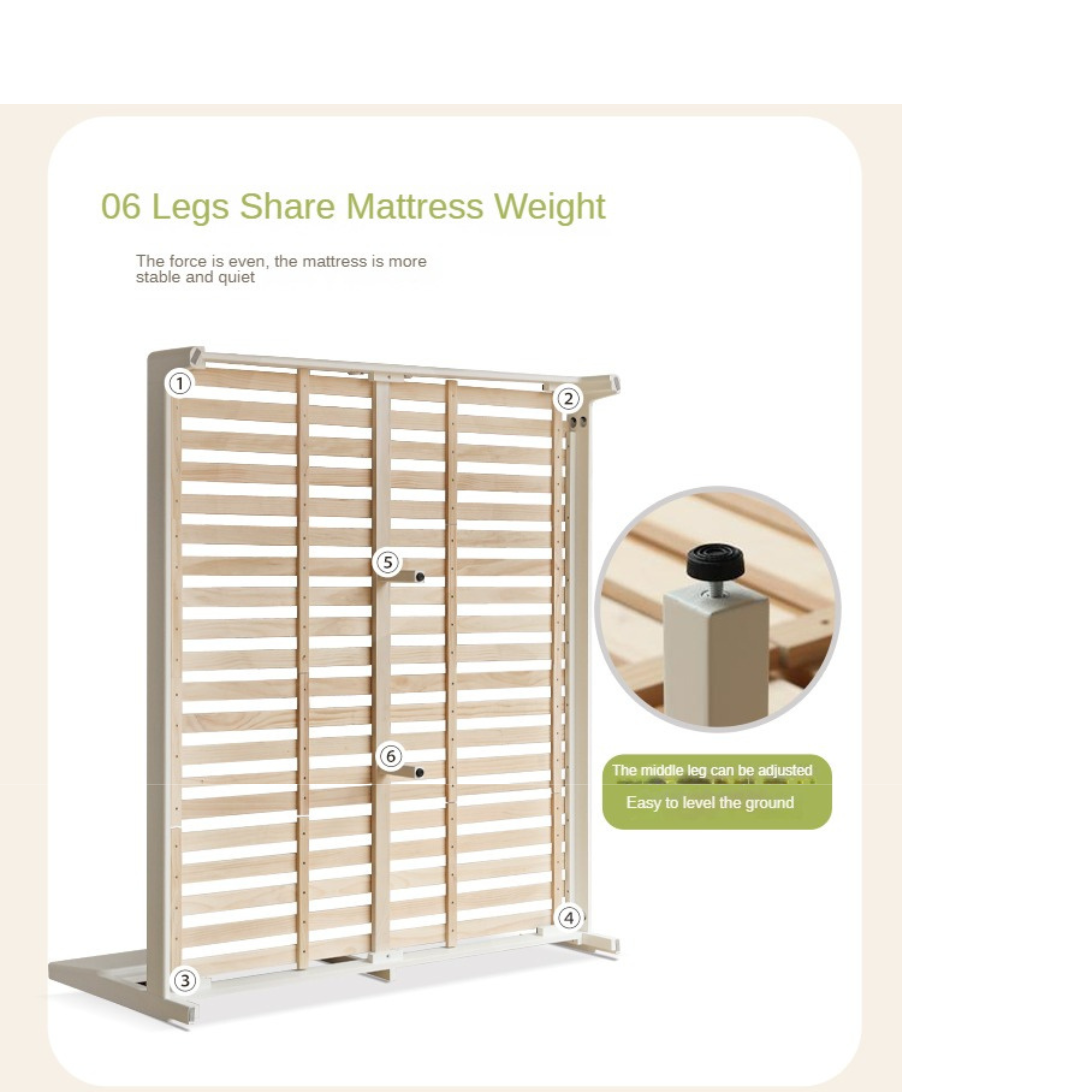 Poplar, Rubberwood Solid Wood Bed Modern Simple Cream Style