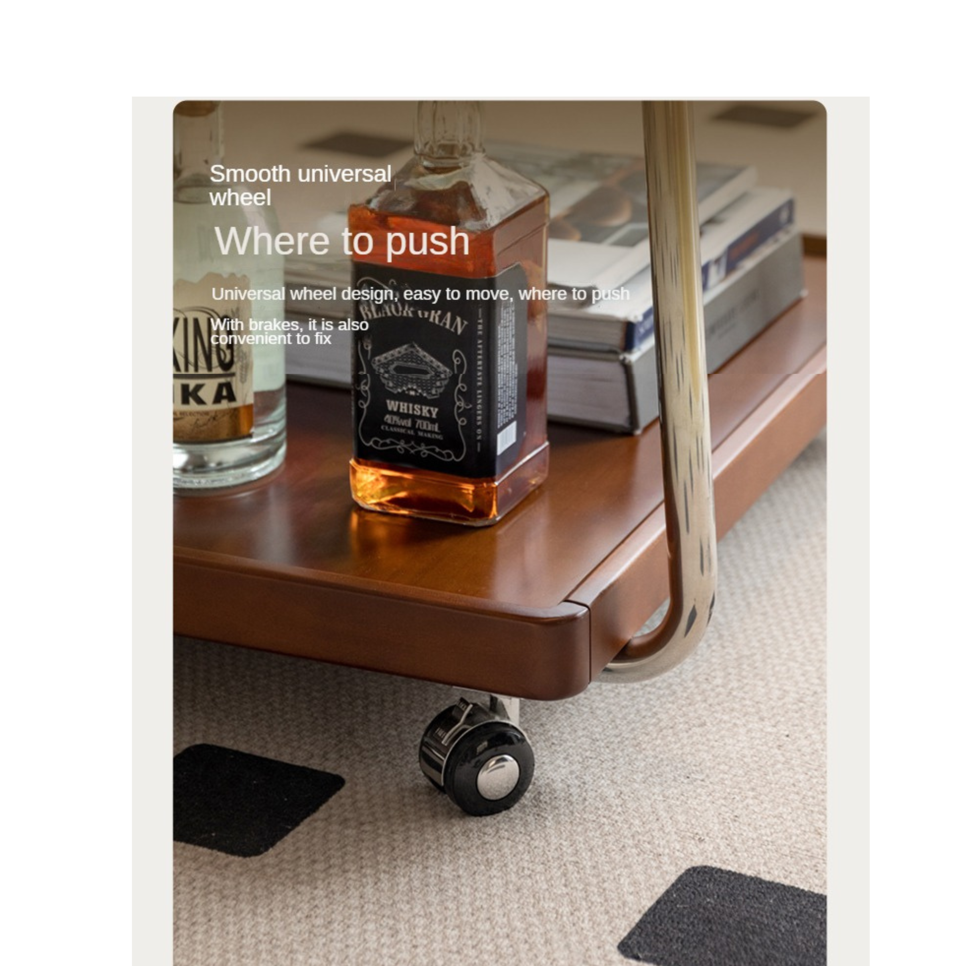 Poplar, Cherry, Black Walnut, Oak Solid Wood Mobile Side Table