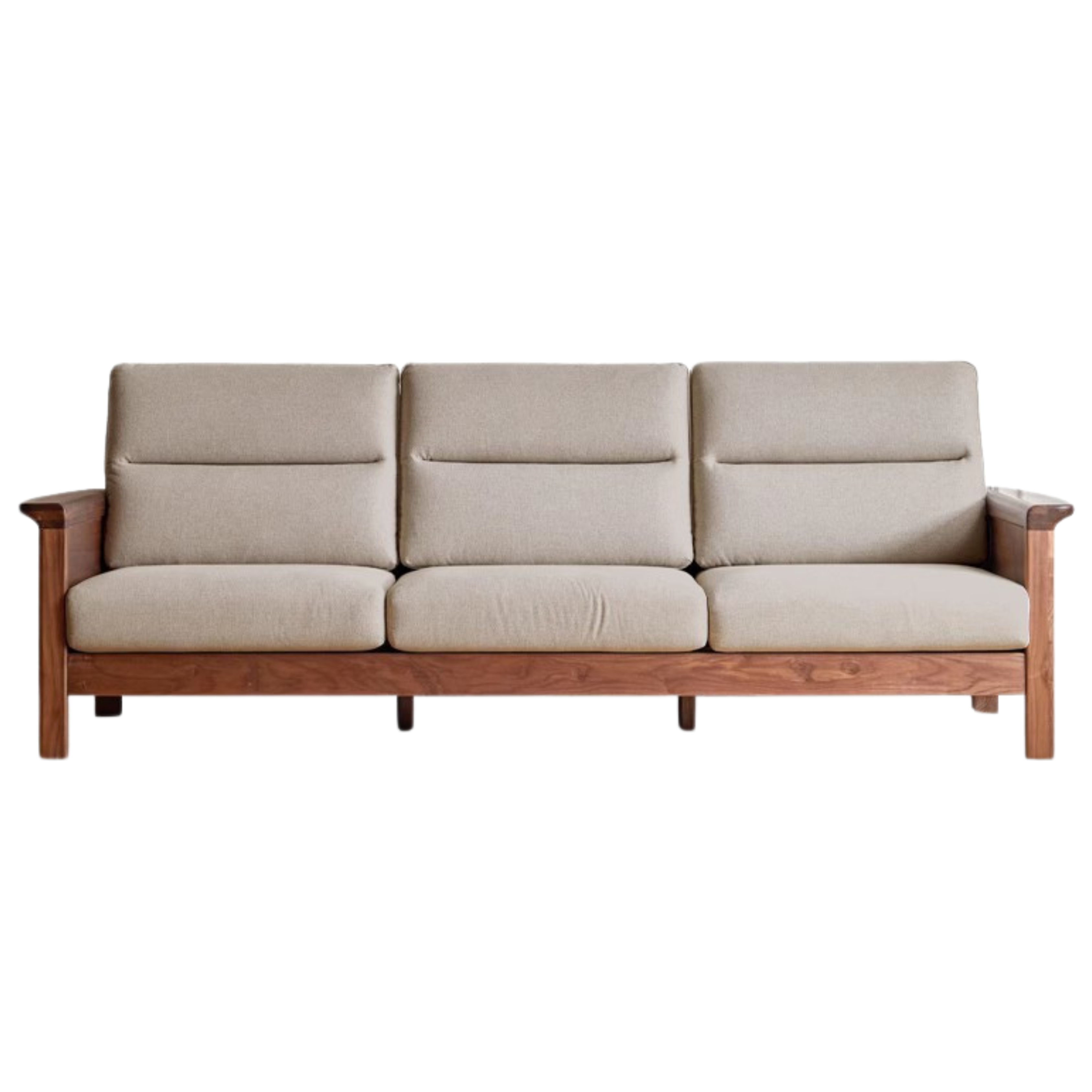 Sandalwood, Black Walnut Solid Wood Fabric Sofa.