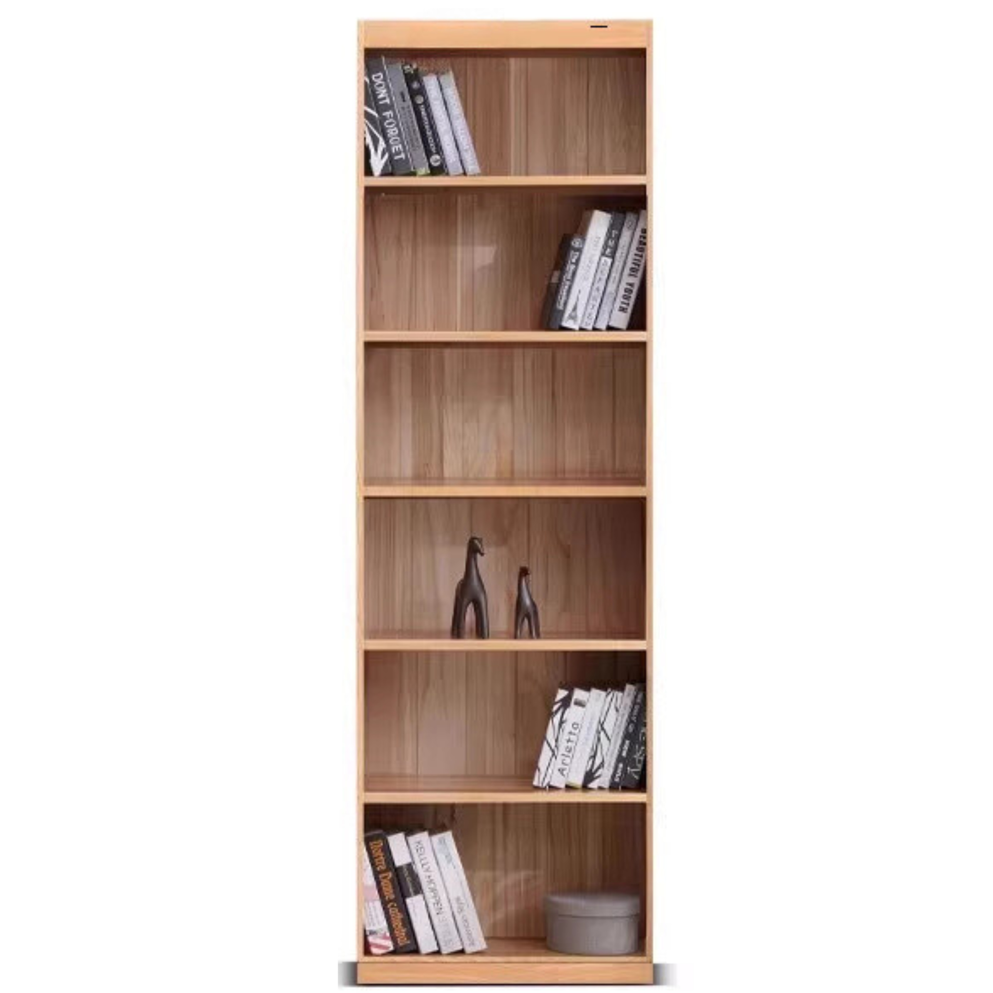 Oak, Solid Rubberwood Bookshelf, Bookcase