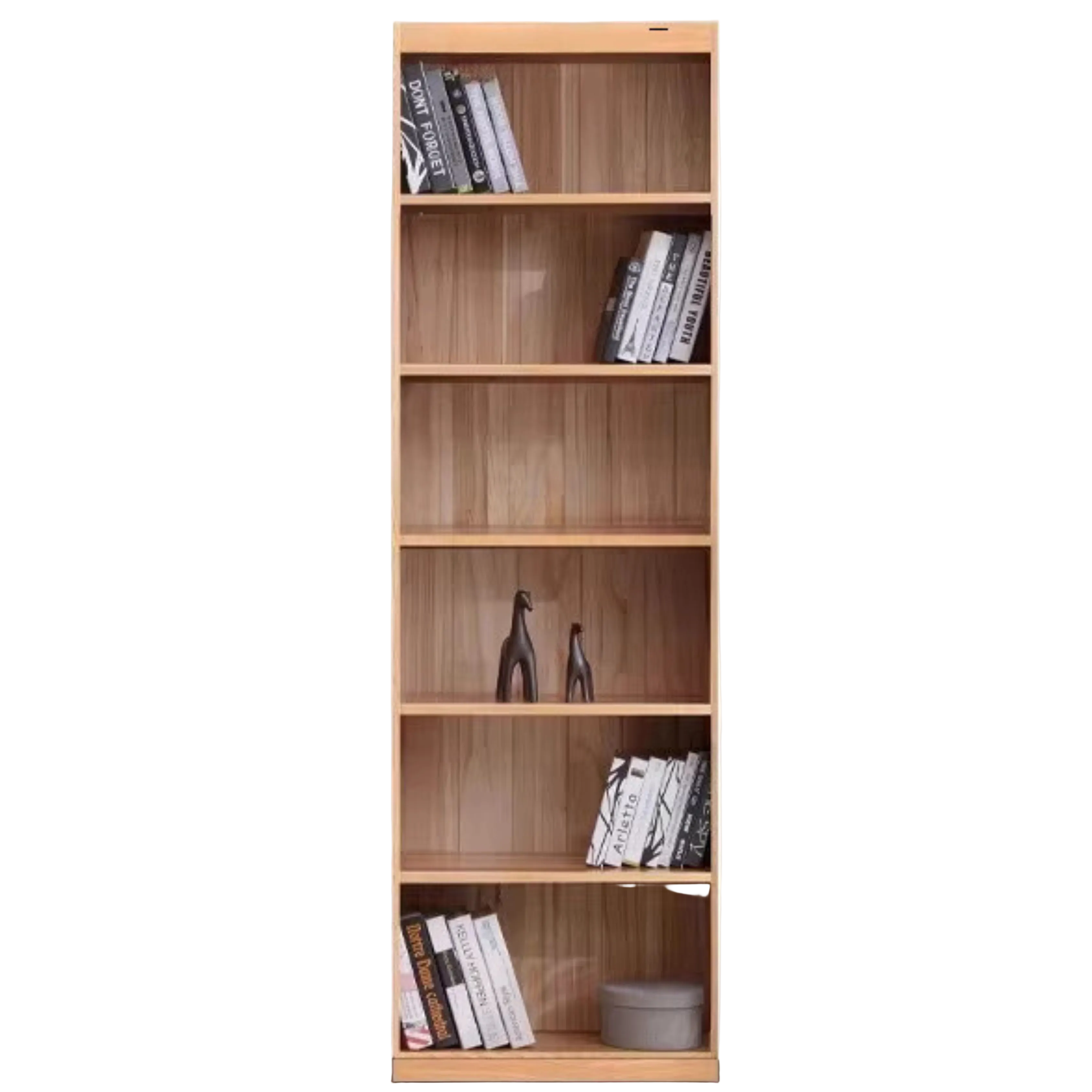 Oak, Solid Rubberwood Modern Bookcase Storage