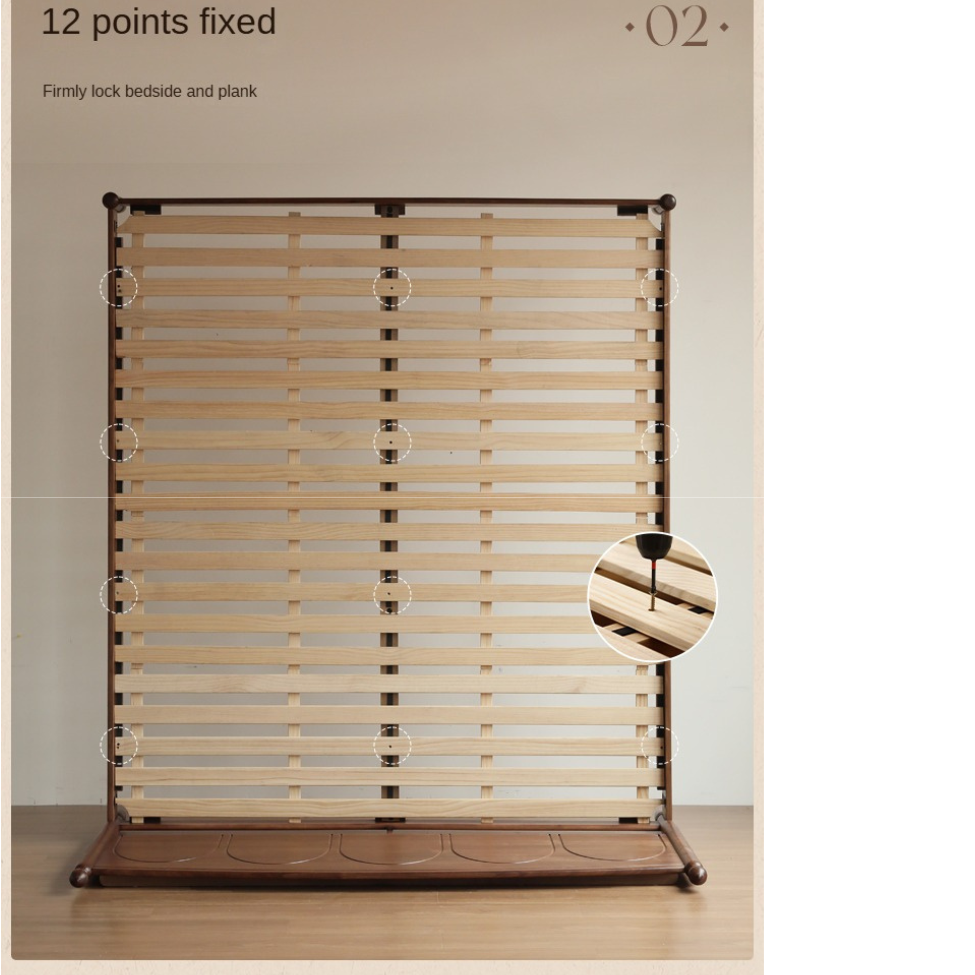 Black Walnut, Poplar Solid Wood Big Bed Retro French