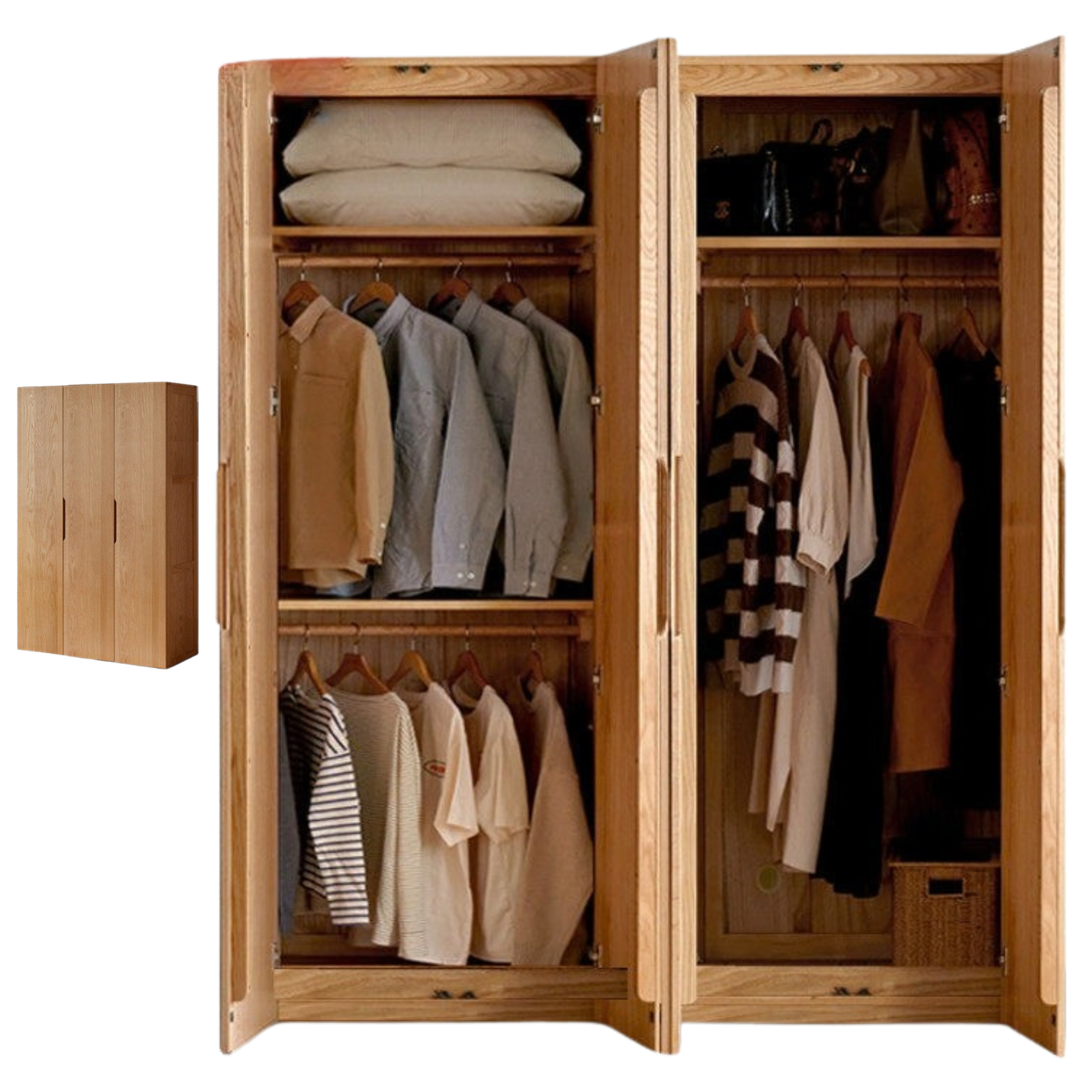 Oak Solid Wood Nordic Wardrobe.