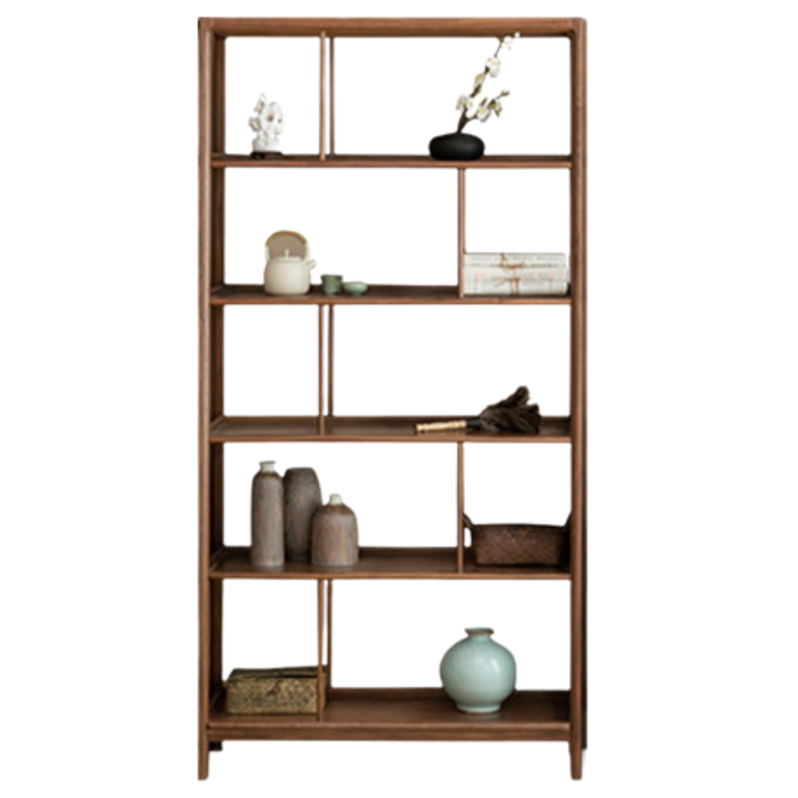 Black Walnut, Ash Solid Wood Bookshelf Combined Bookcase Display Cabinet Wall Shelf