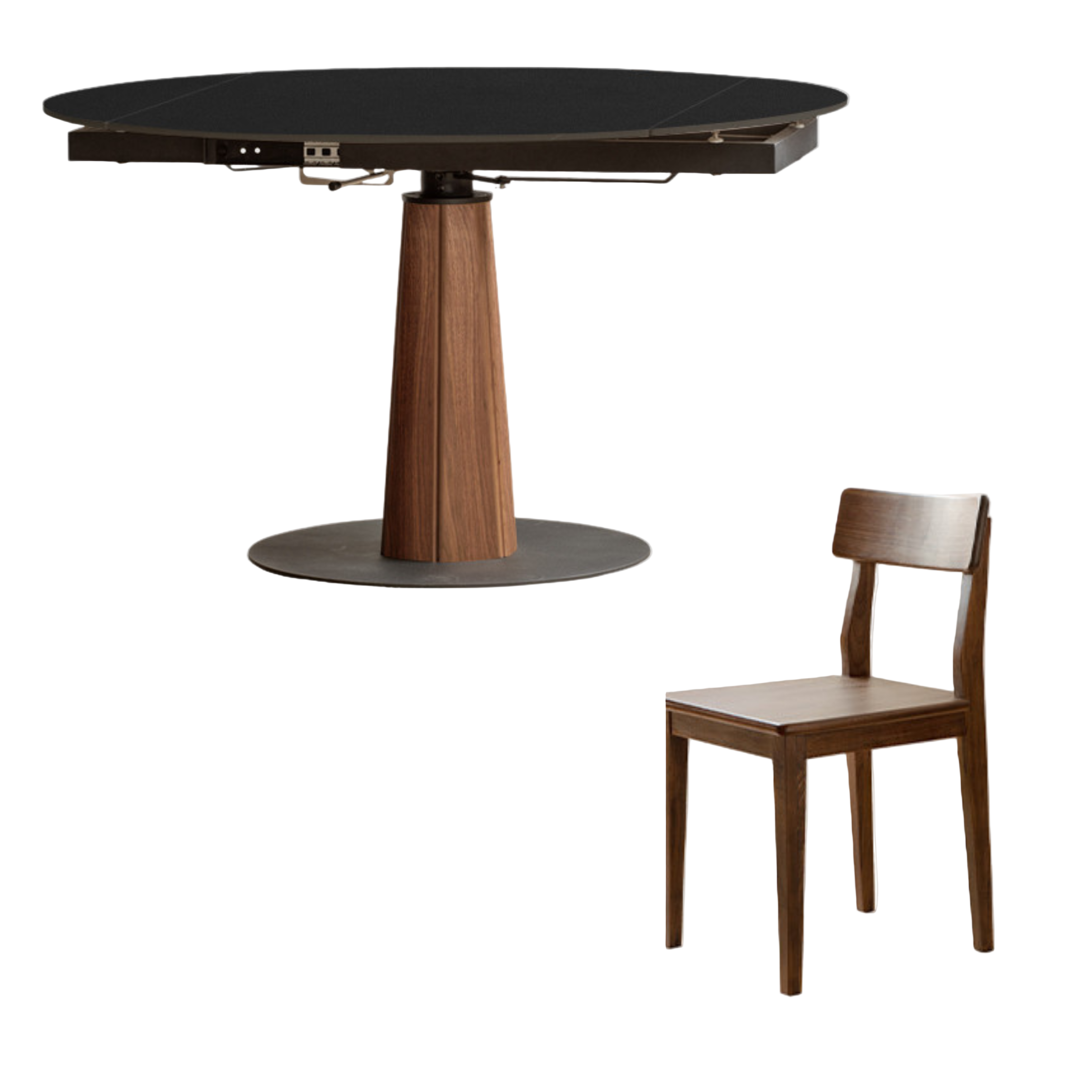 Cherry, Black Walnut, Ash Solid Wood Folding Retro Rock Plate Dining Table