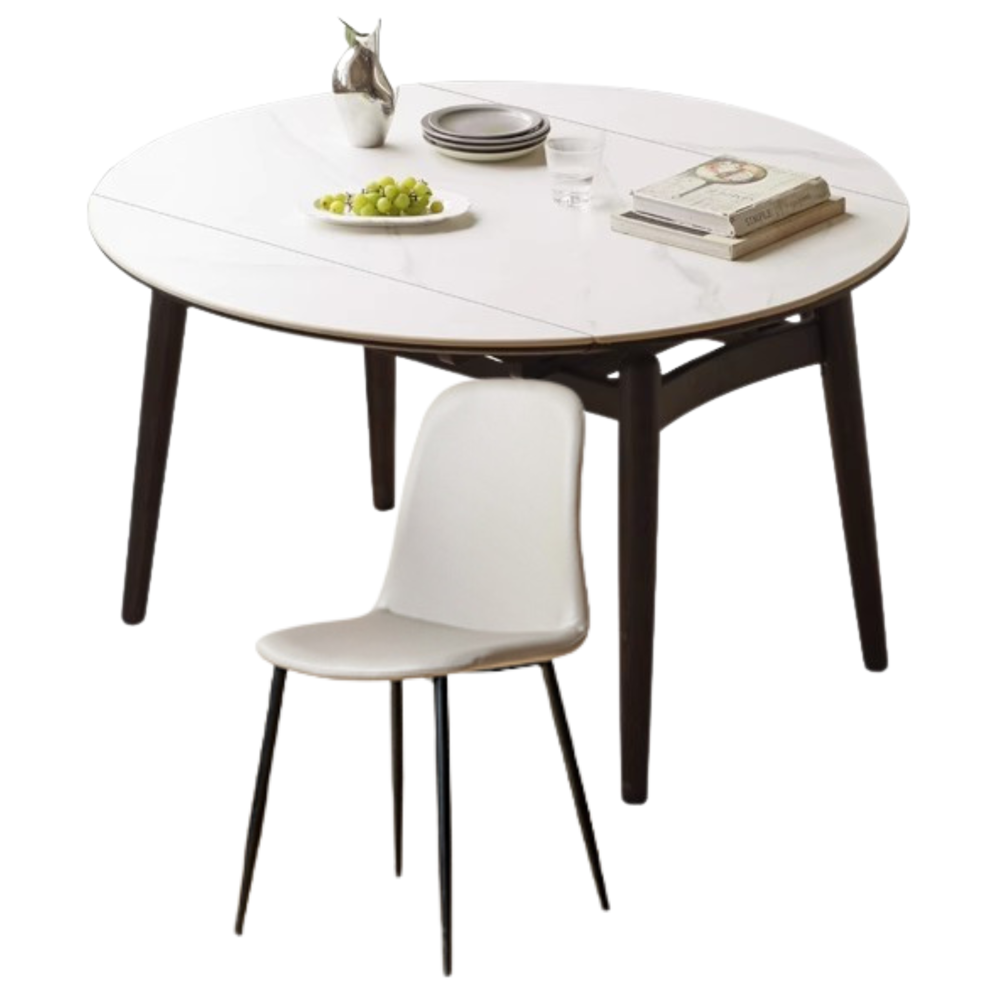 Oak Solid Wood Light Luxury Rock Retractable Dining Table