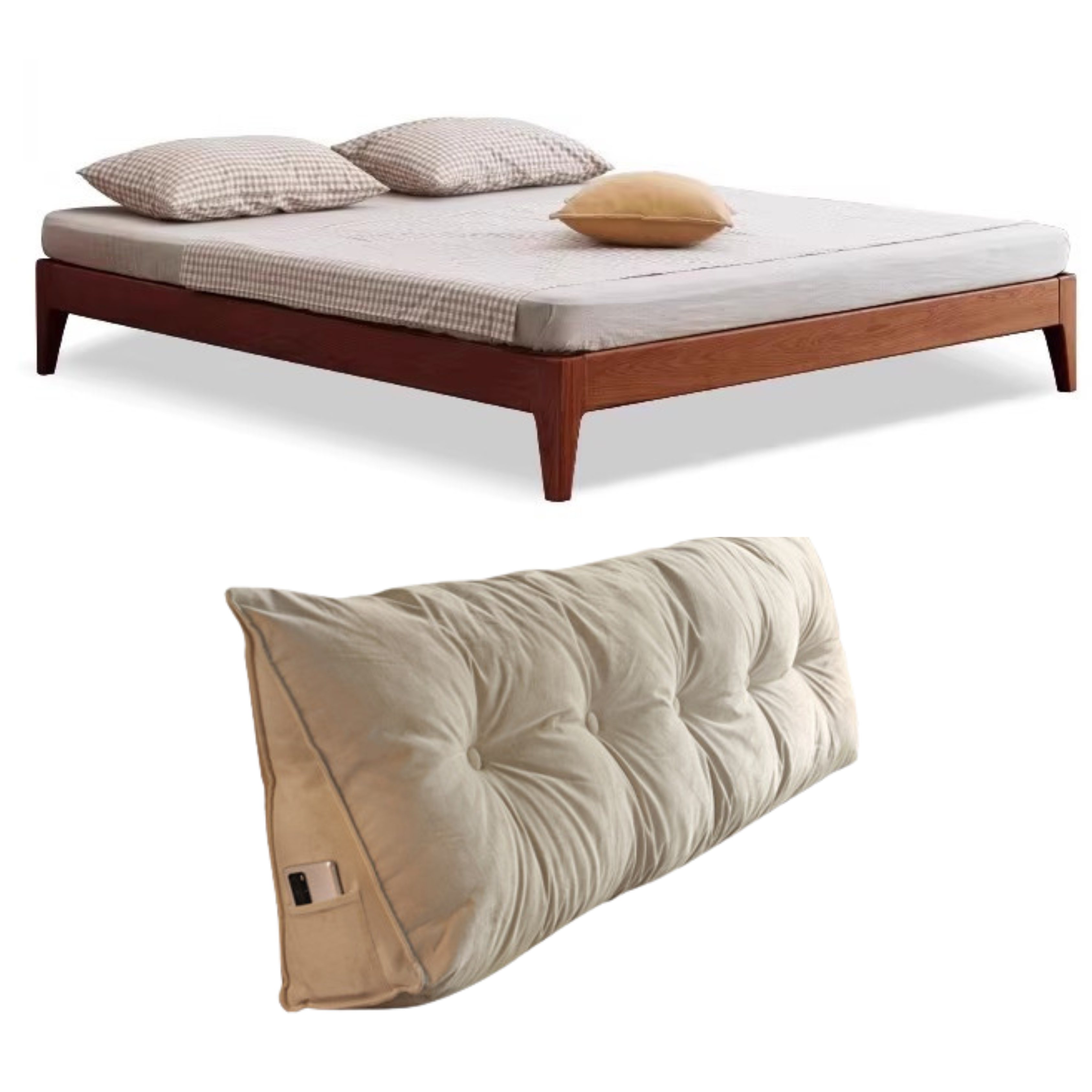 Oak, Ash Solid Wood Platform Bed, Headboard-Free Bed Modern Minimalist