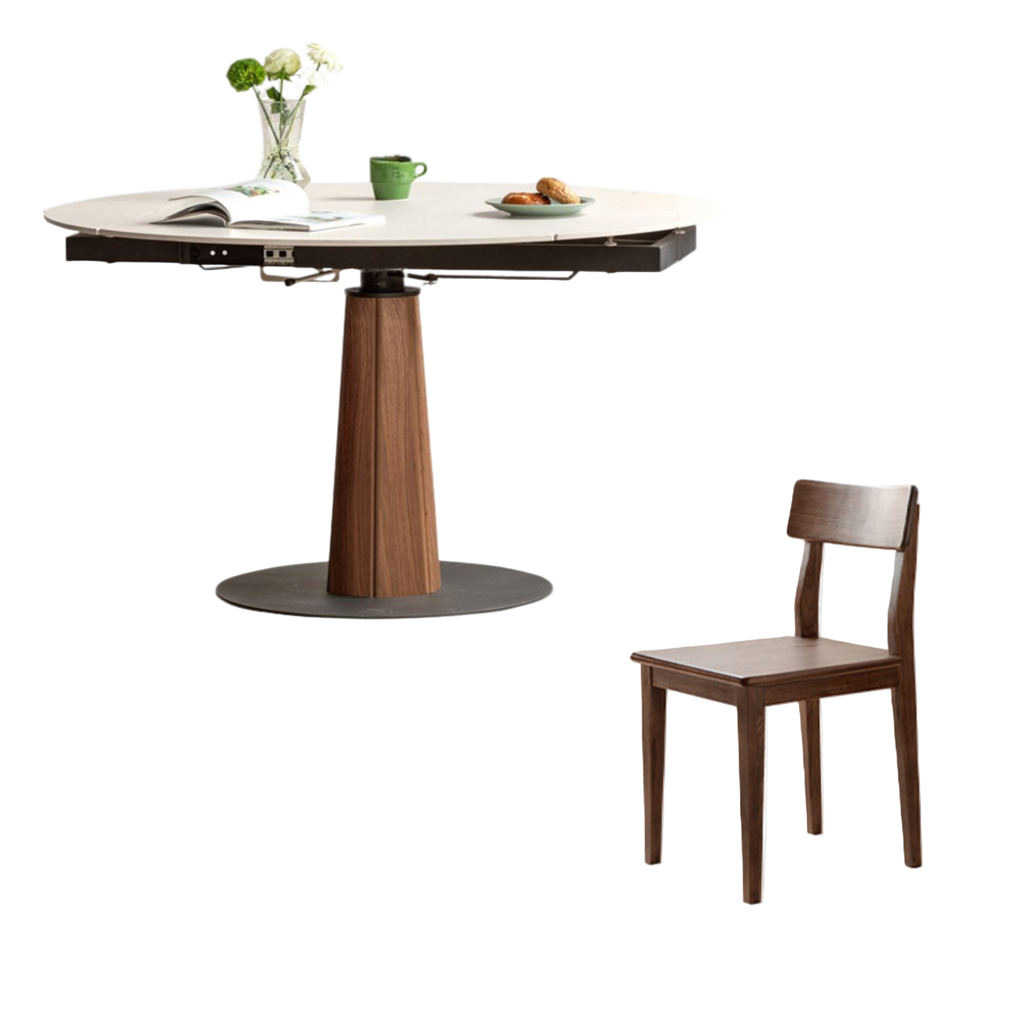 Cherry, Black Walnut, Ash Solid Wood Folding Retro Rock Plate Dining Table