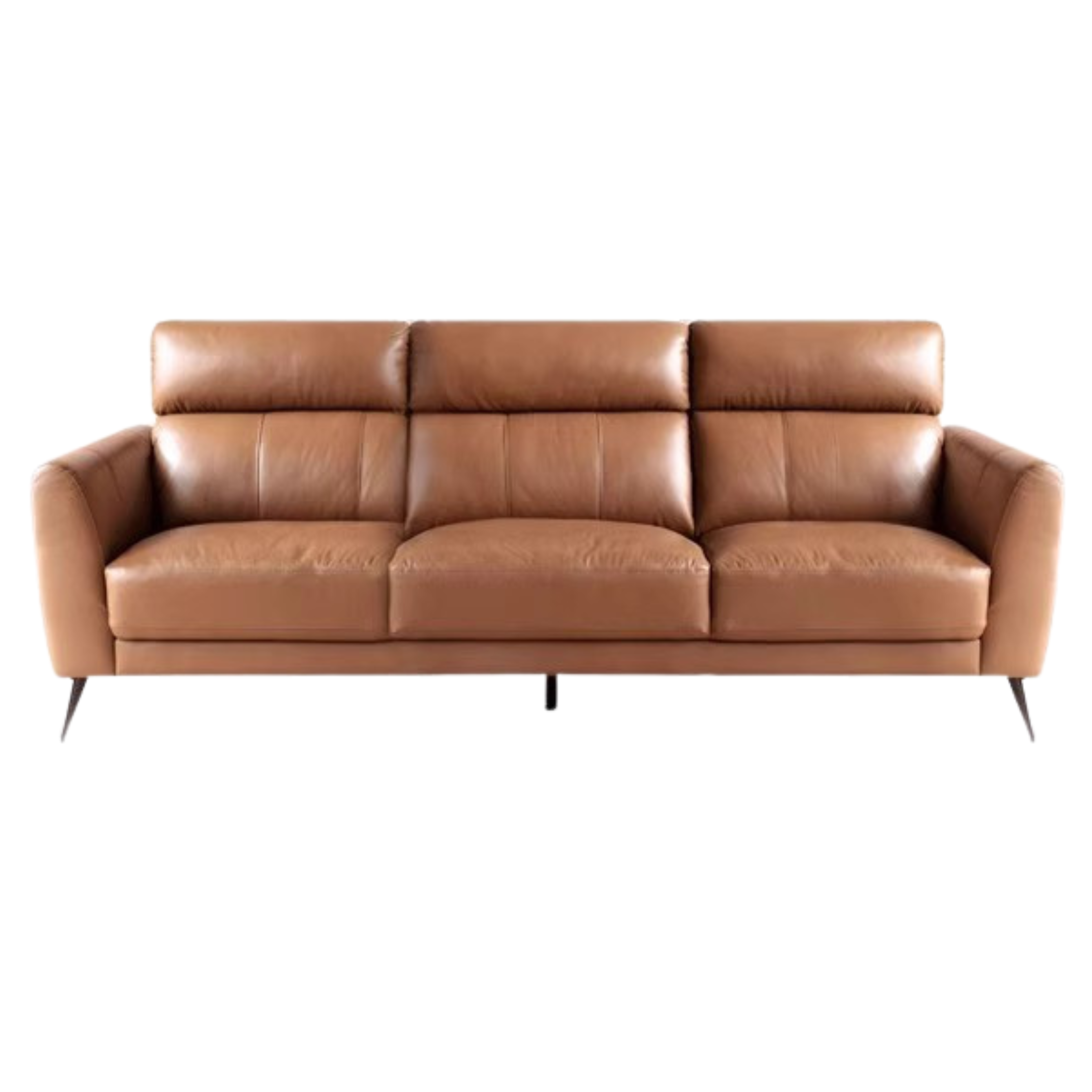 First-layer Yellow Cowhide Leather Sofa Light Luxury Italian Style.