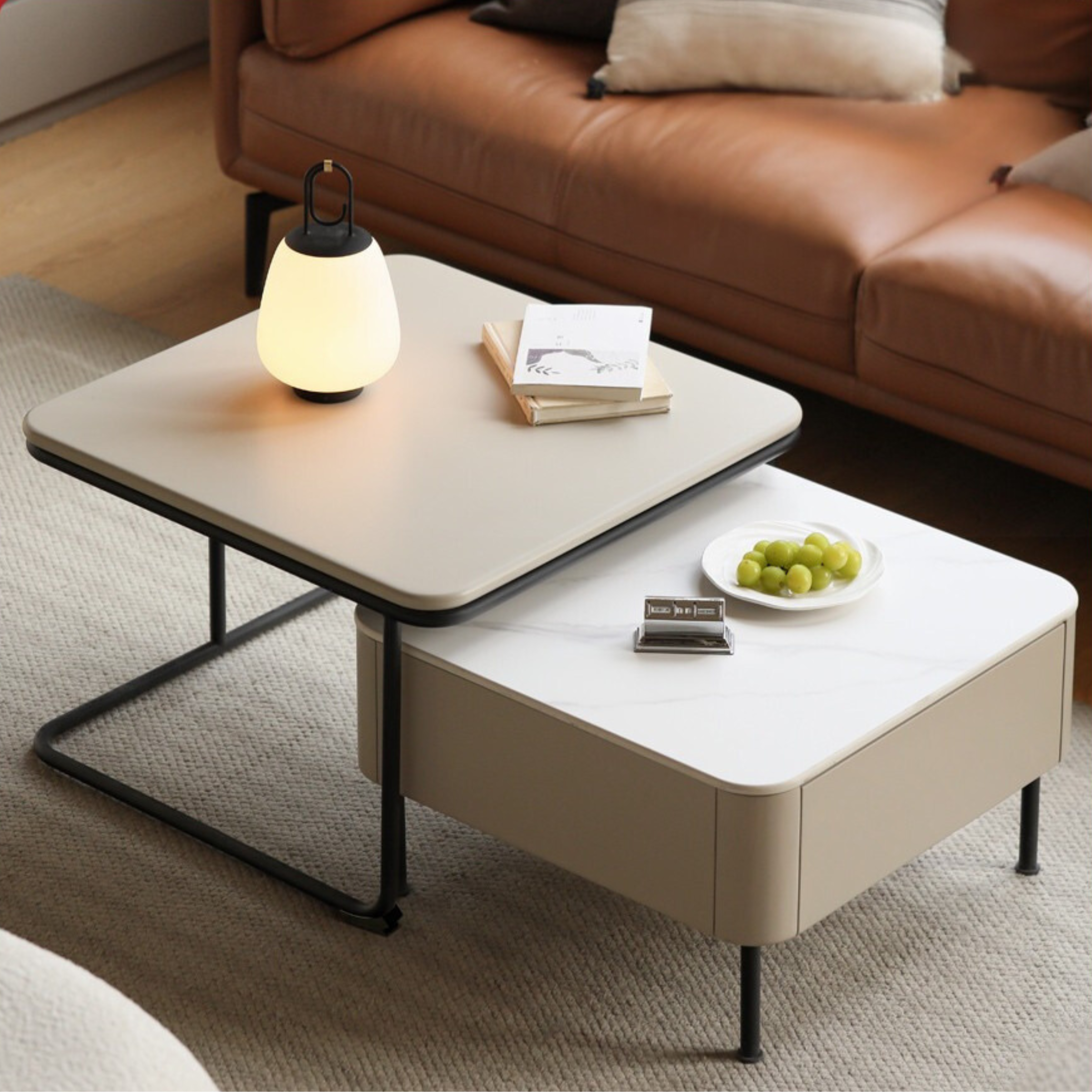 Poplar Solid Wood Rock Board Coffee Table Luxury