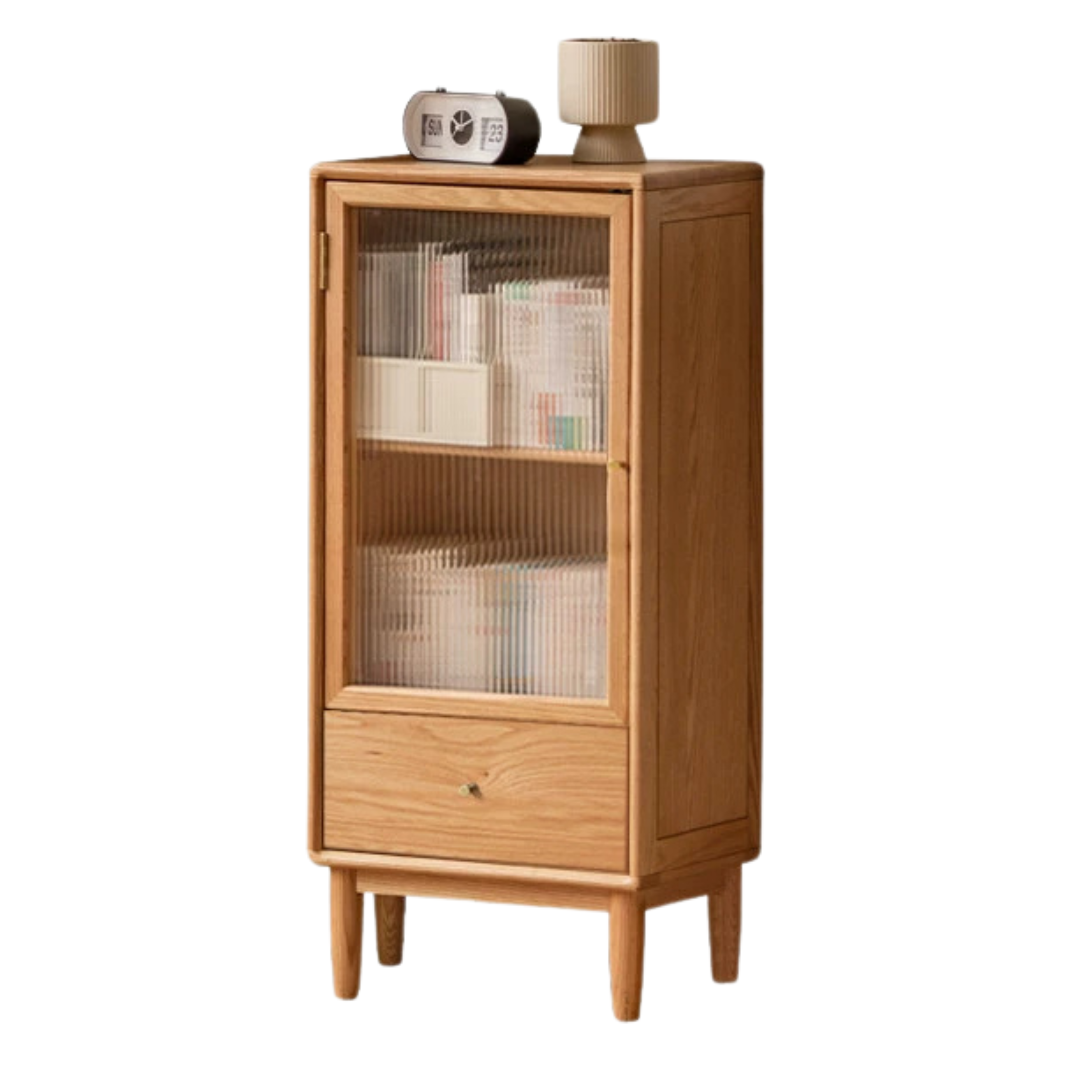 Beech Solid Wood Side Cabinet, Small Bookcase.