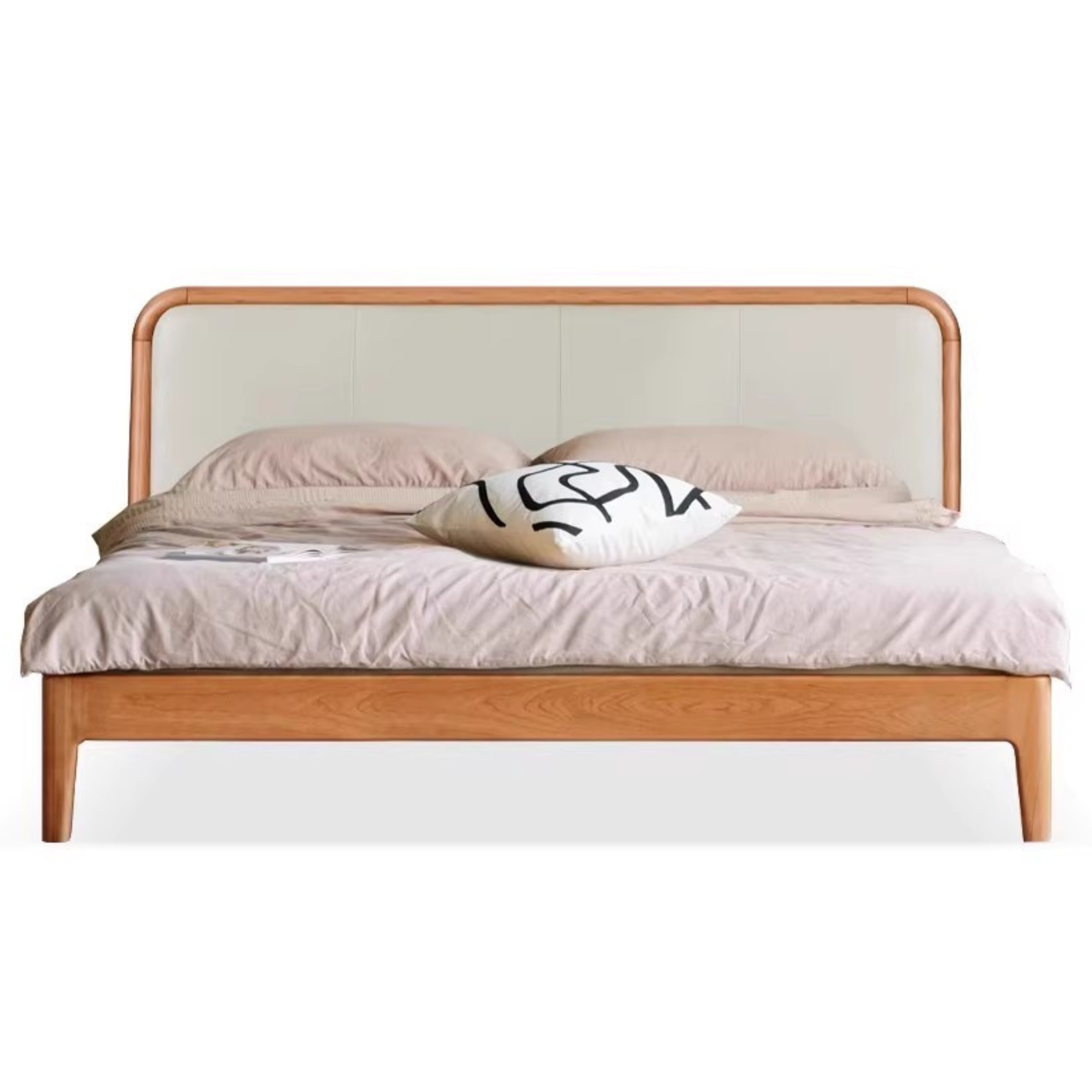 Black Walnut,Cherry Wood Cowhide Leather,Technical Cloth Bed