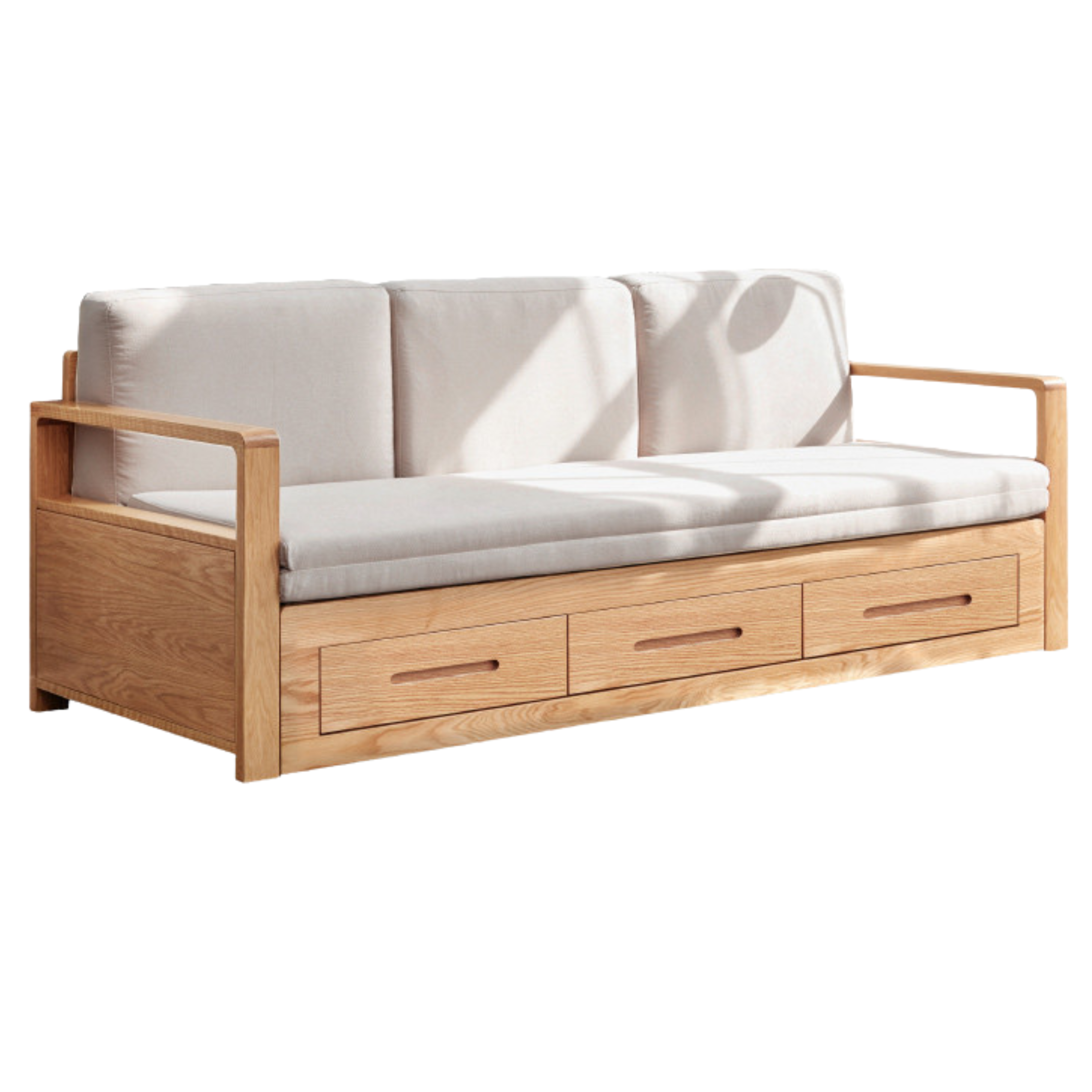 Oak, Ash Solid Woof Folding Storage Sofa Bed.
