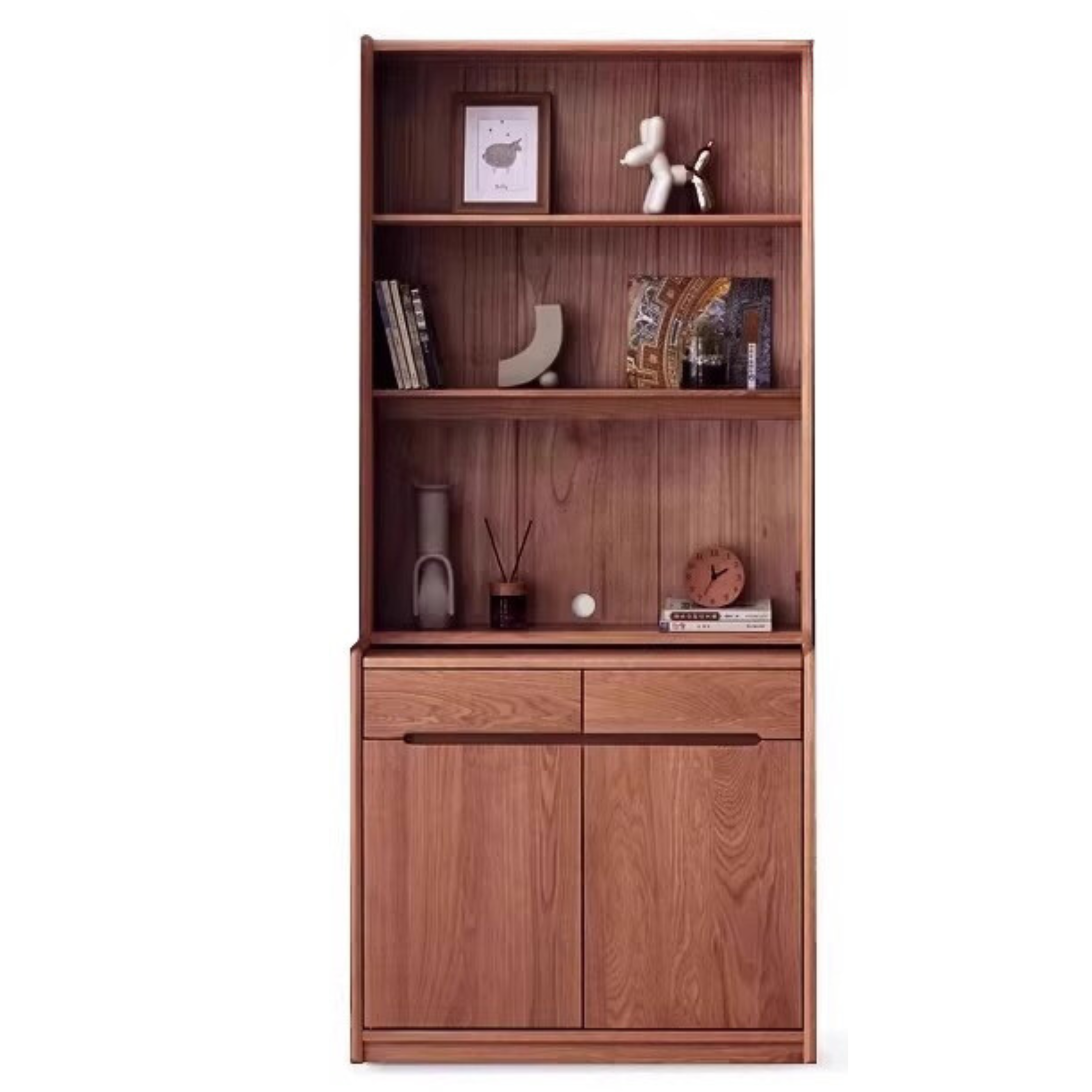 Oak Solid Wood Corner Floor-Standing Free Combination Bookshelf