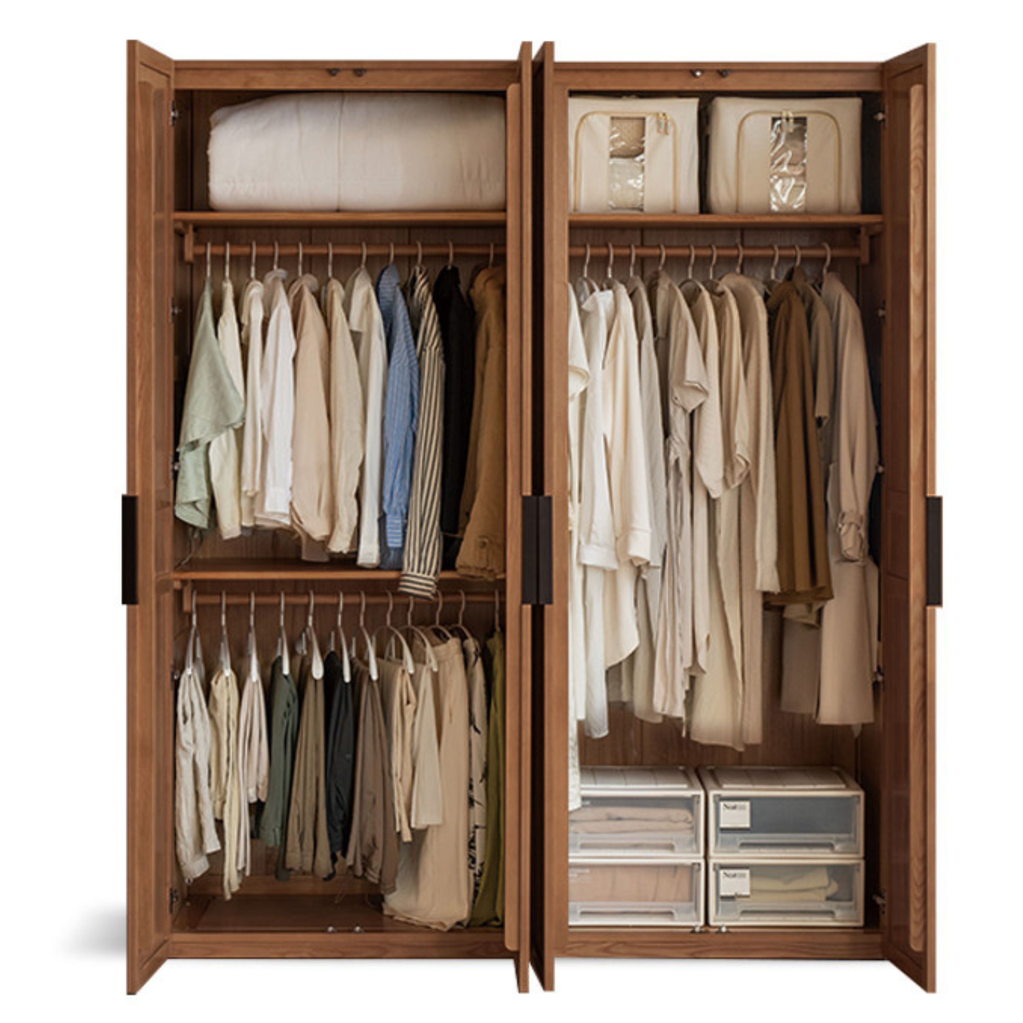 Black Walnut, Ash Solid Wood Wardrobe Modern Simple.
