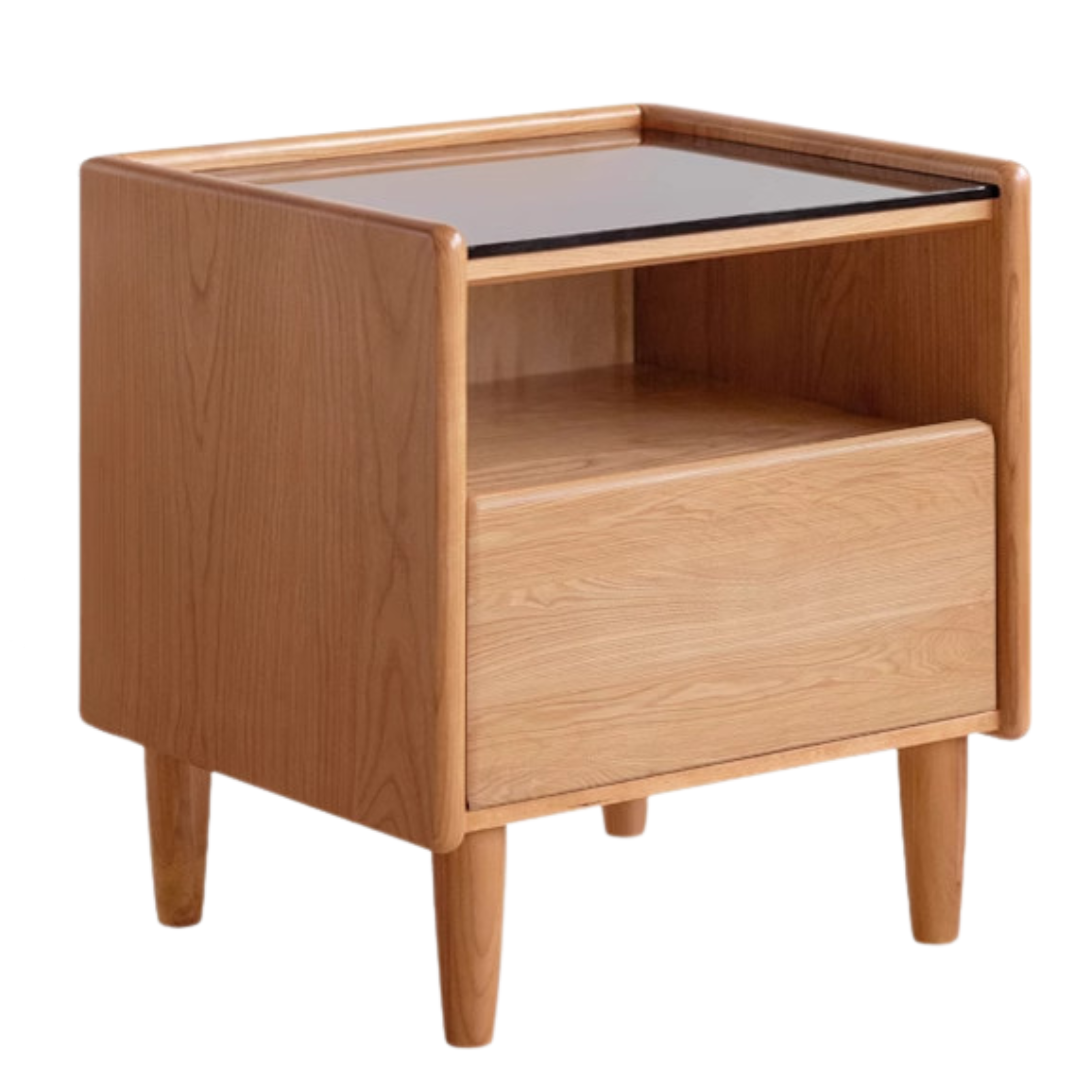 Cherry, Ash Solid Wood Small Nightstand.