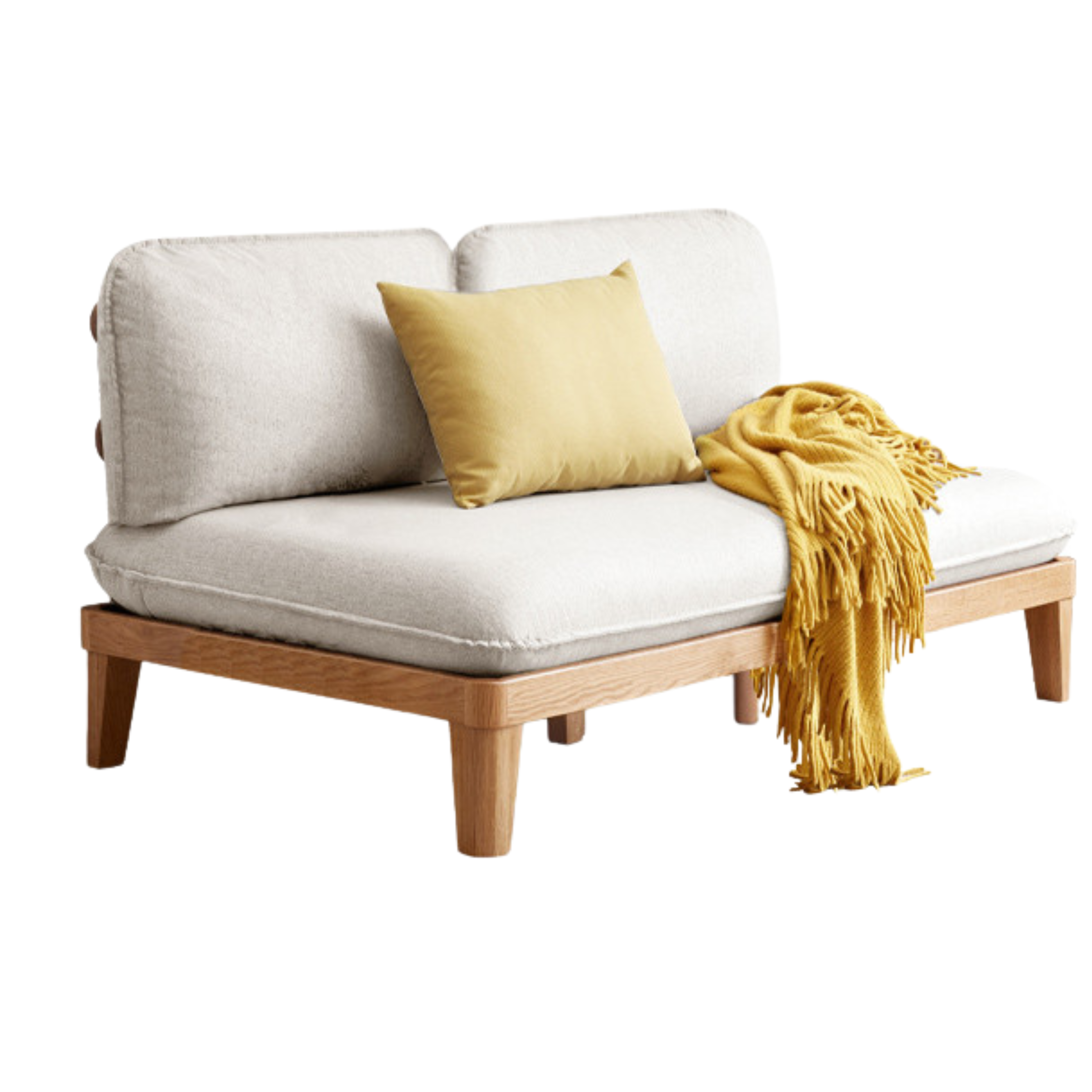 Oak Solid Wood Fabric Sofa.