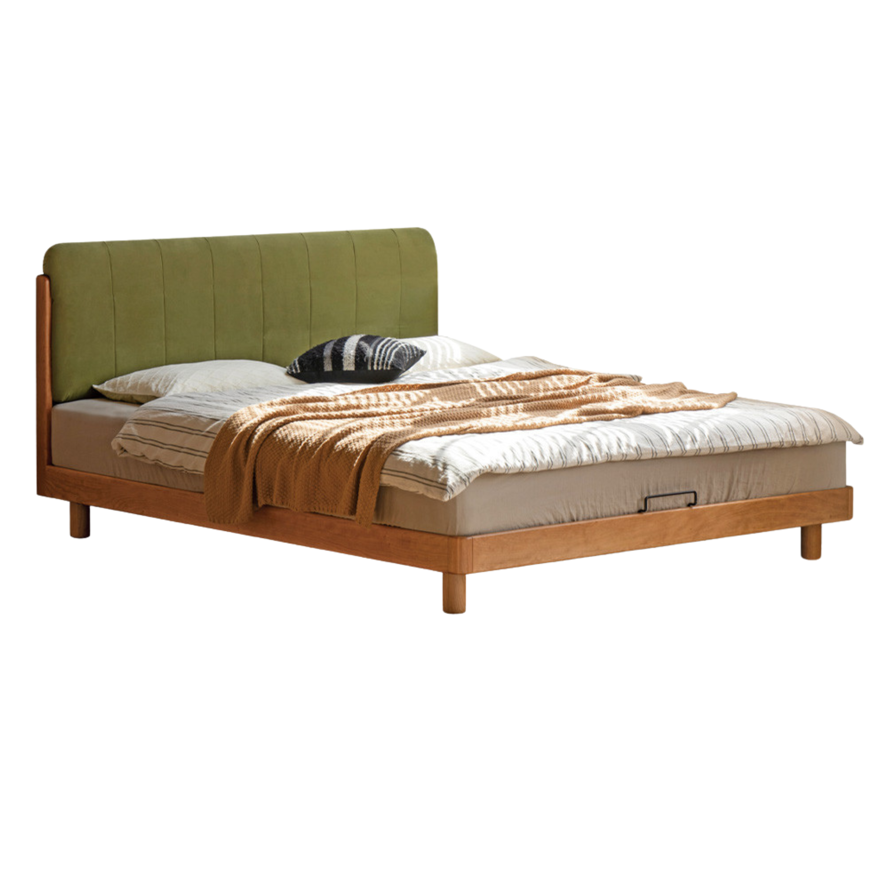 Cherry Solid Wood fabric Soft Bed