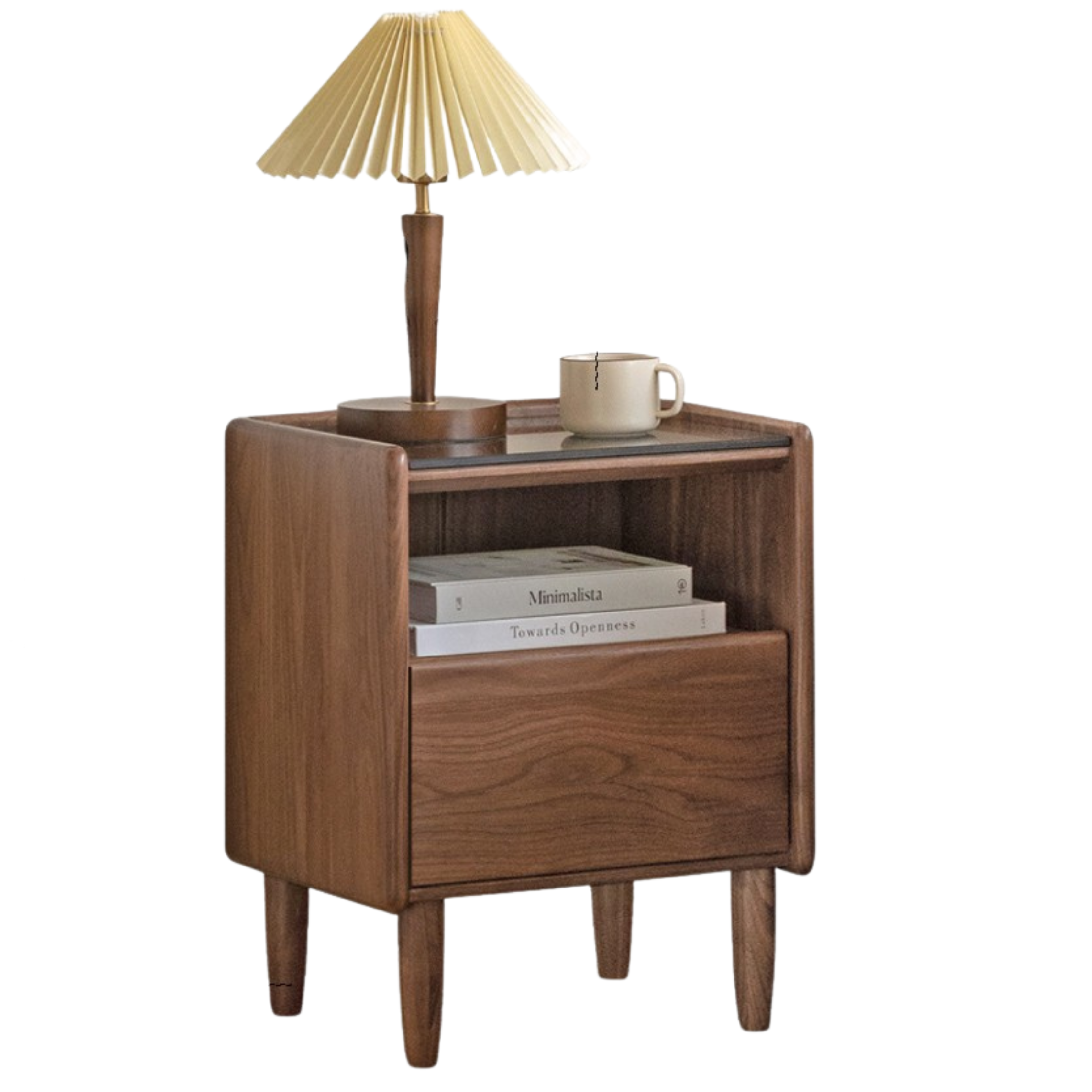 Black Walnut, White Ash, Cherry, Poplar, Tulipwood, Solid Rubberwood Modern Nightstand