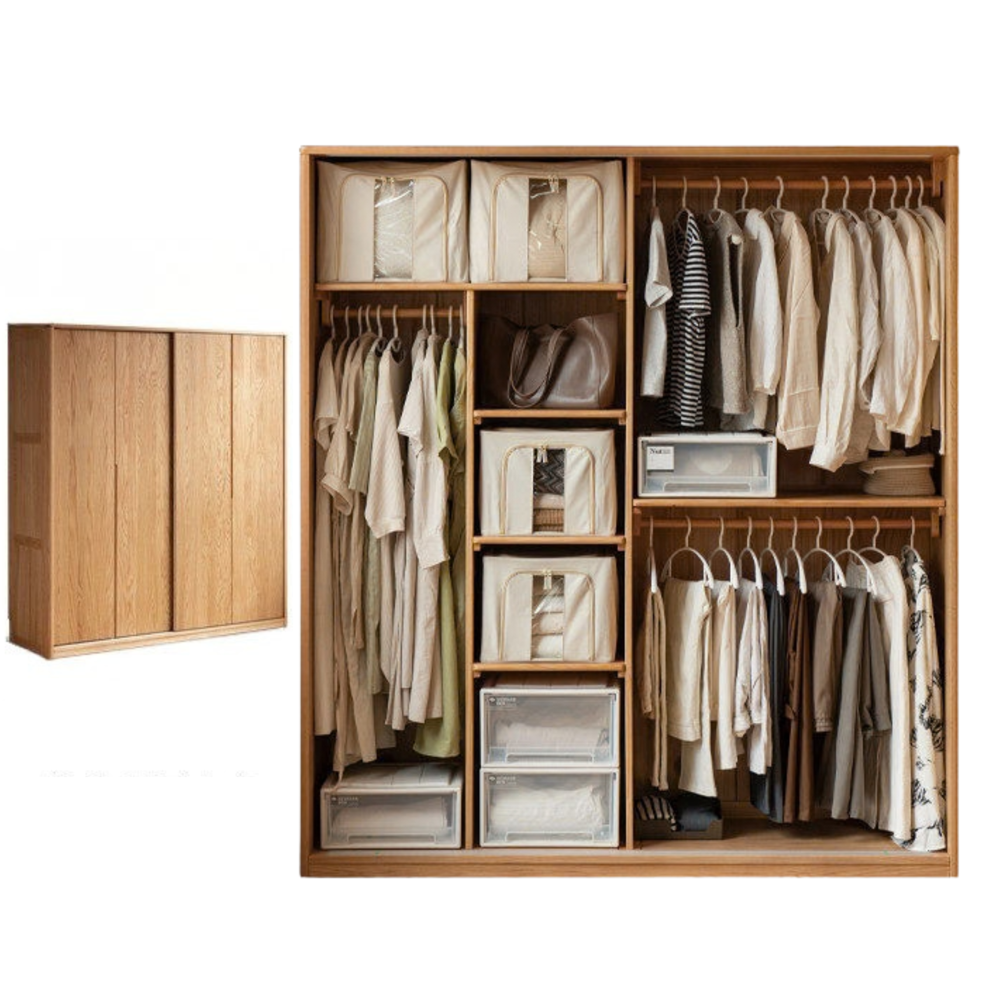 Oak Solid Wood Wardrobe Sliding Door.