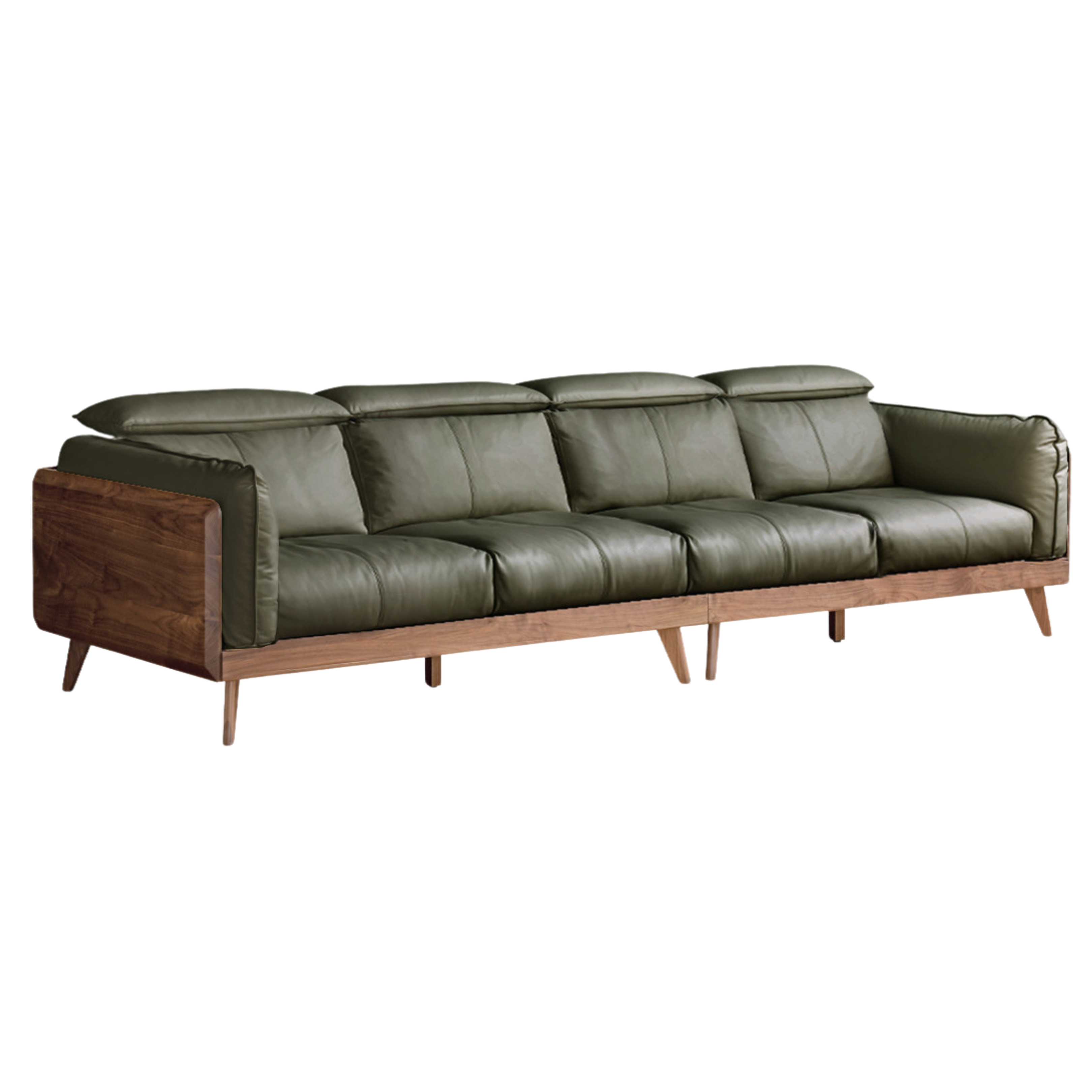 Black Walnut, Ash Solid Wood Genuine Leather Down Sofa.