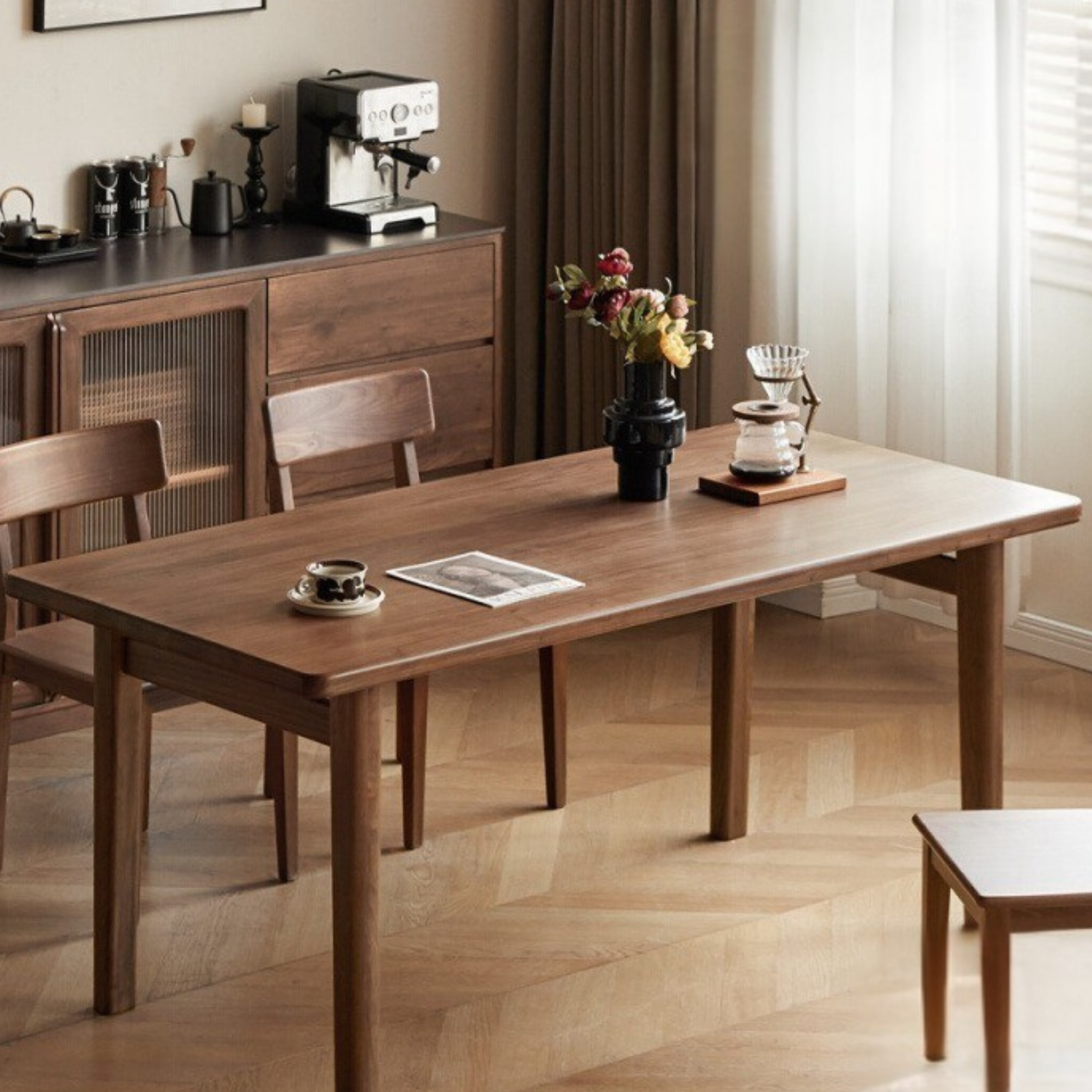 Black Walnut Solid Wood Large Board Modern Dining Table