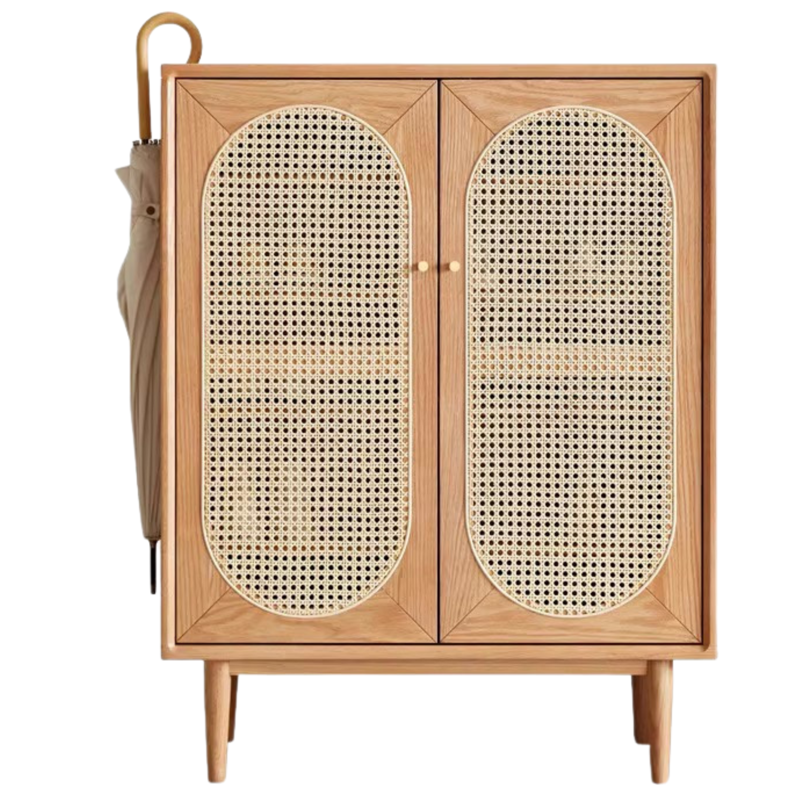 Oak Solid Wood Rattan Shoe Cabinet