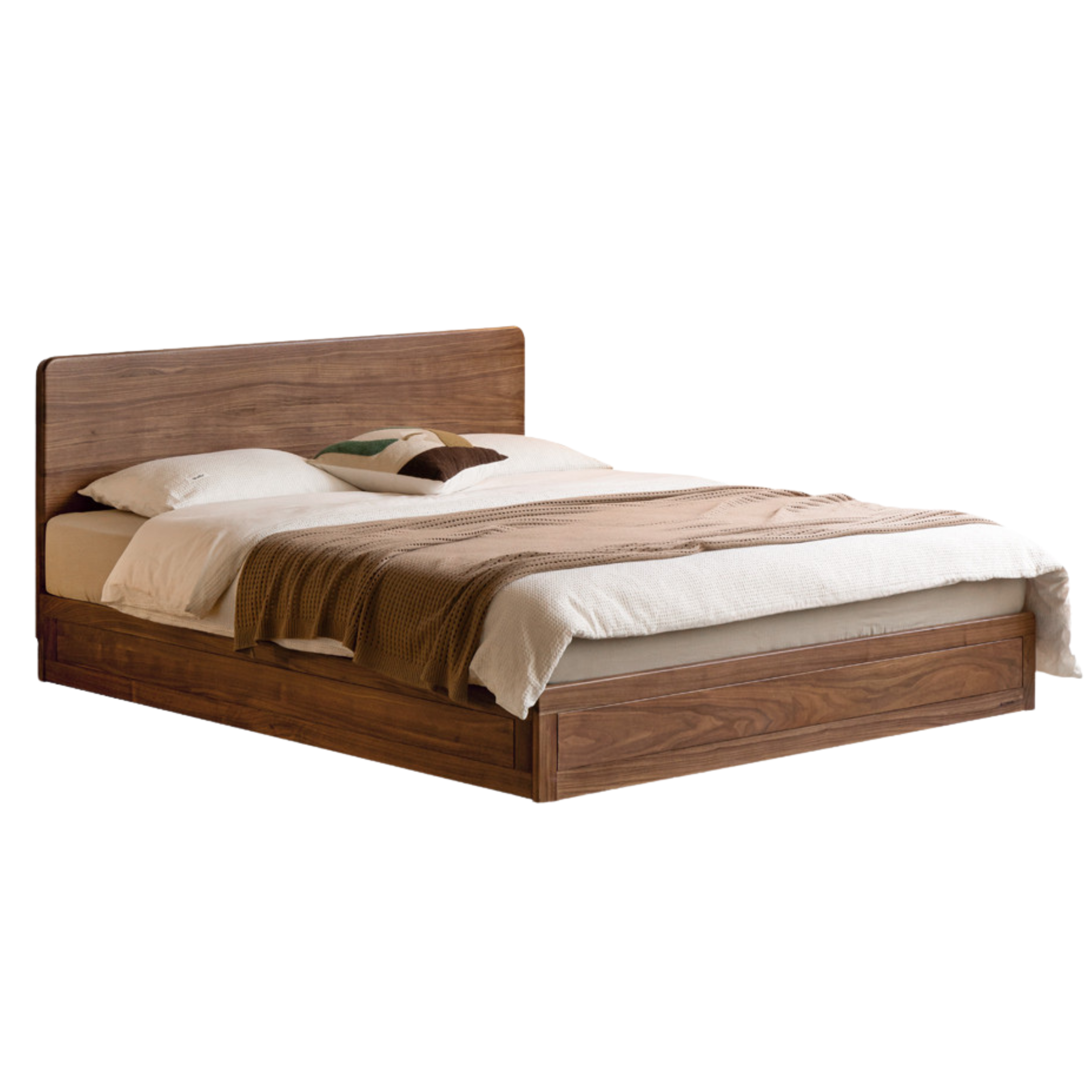 Black Walnut, Oak Solid Wood Bed Box Modern