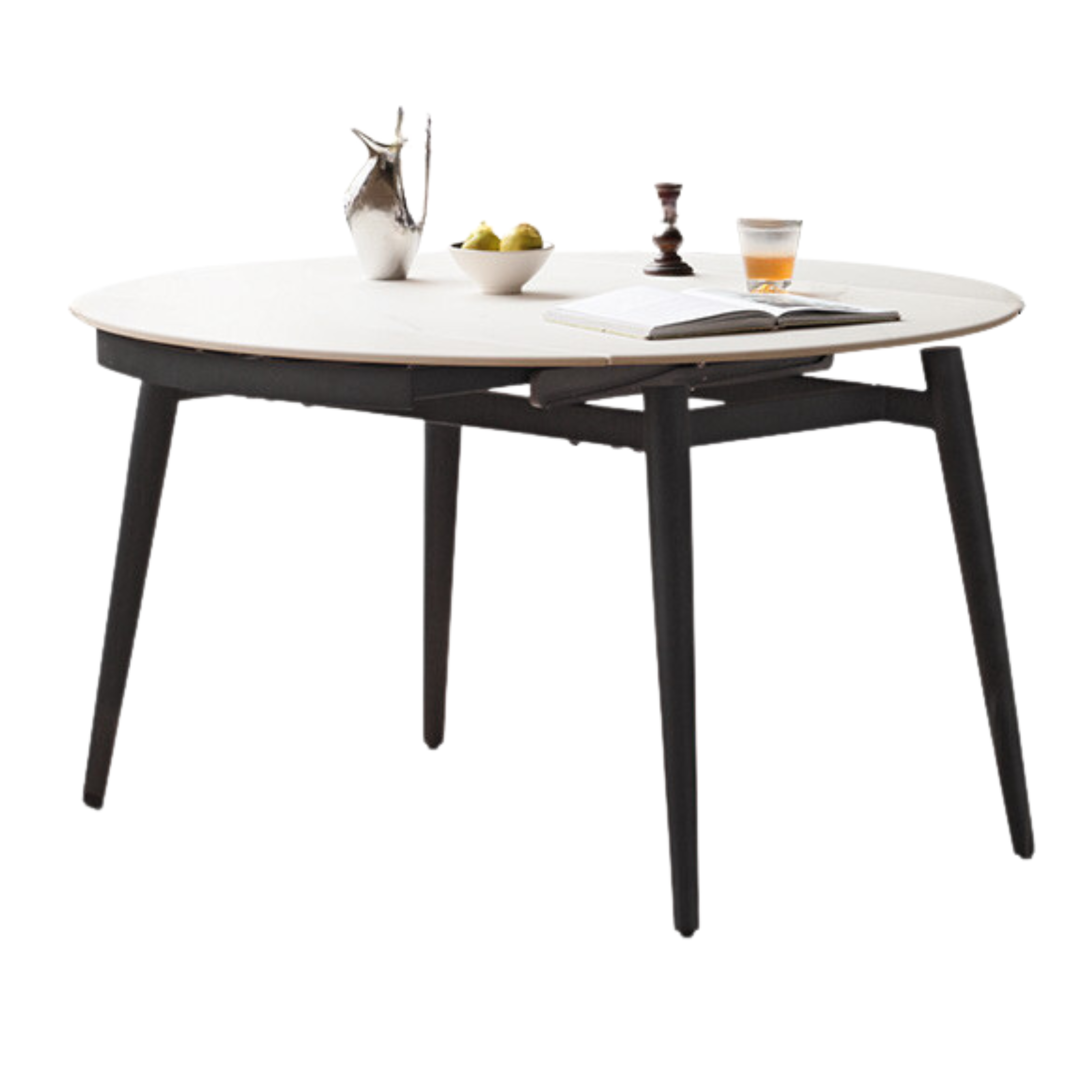 Folding Rock Table Metal Legs Light Luxury Round Dining Table