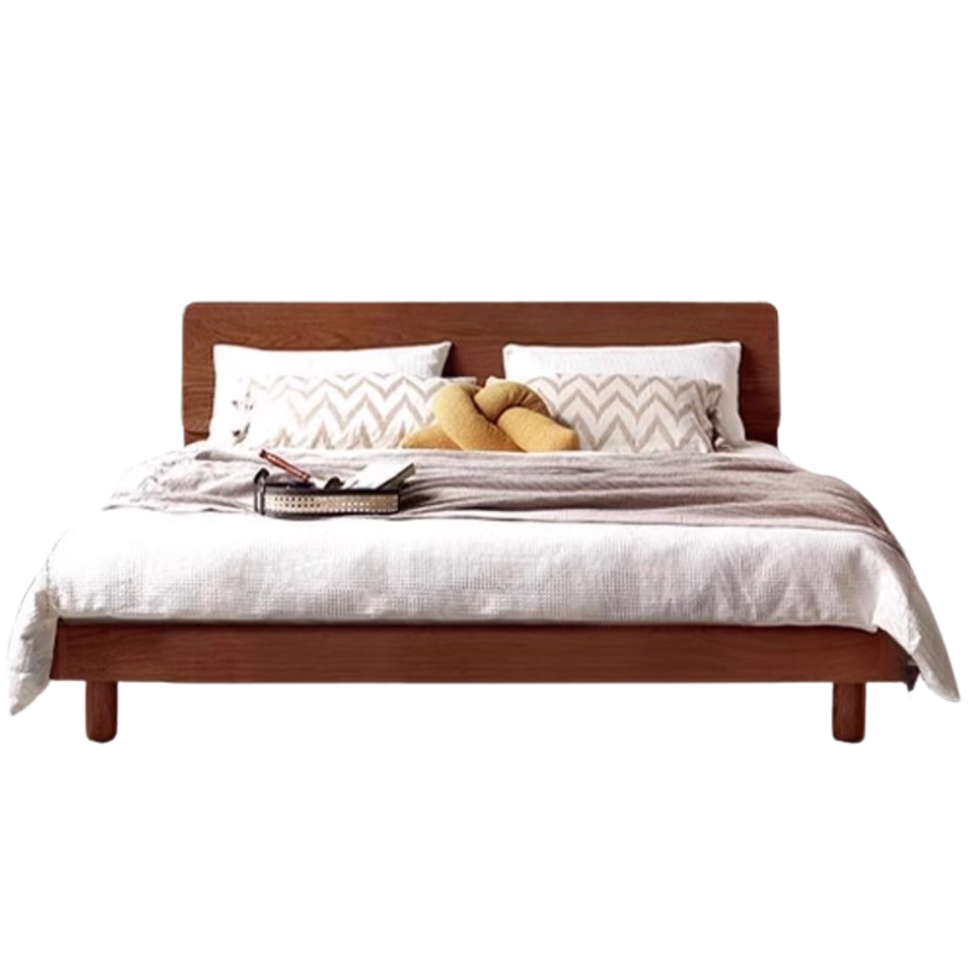 Oak Solid Wood Soft Light With Bookshelf Bed