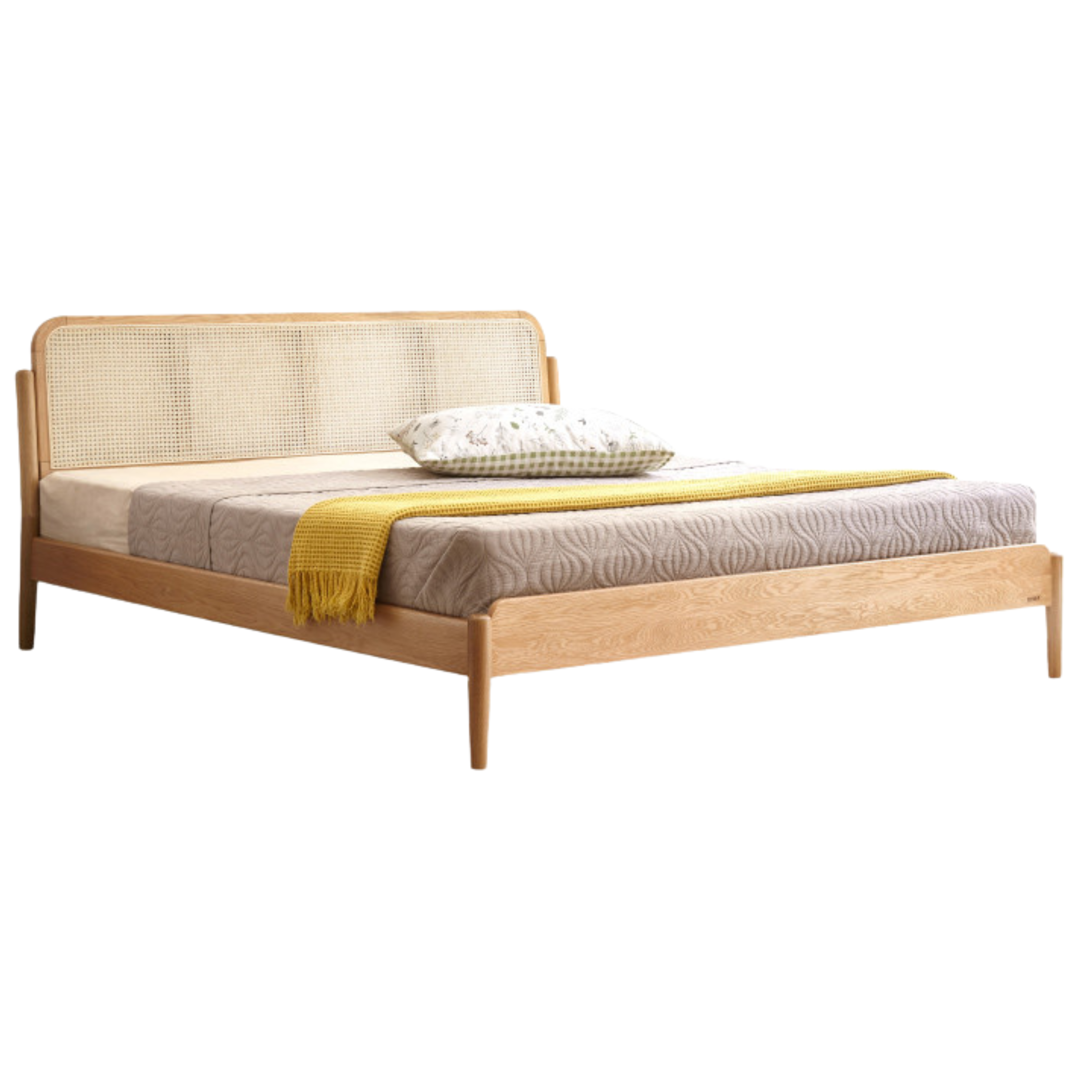 Oak Solid Wood Rattan bed
